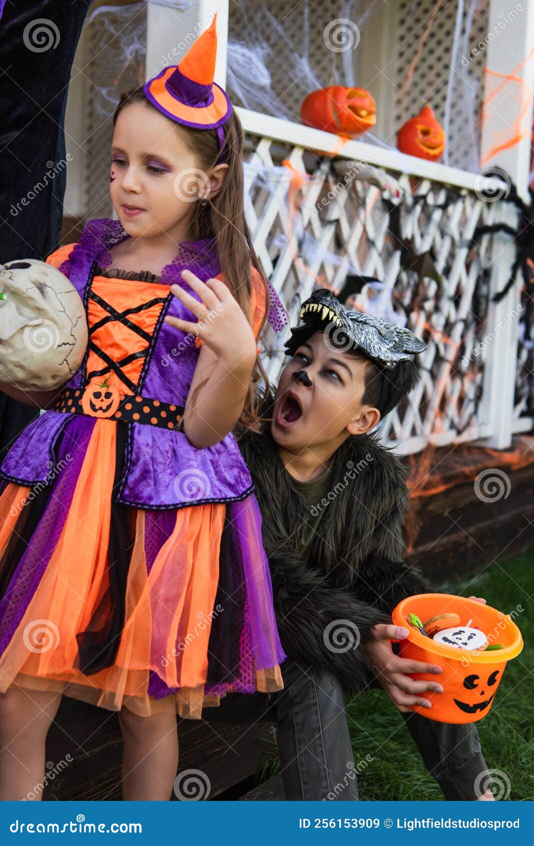 Boy in Werewolf Costume Holding Bucket Stock Image - Image of grimace ...