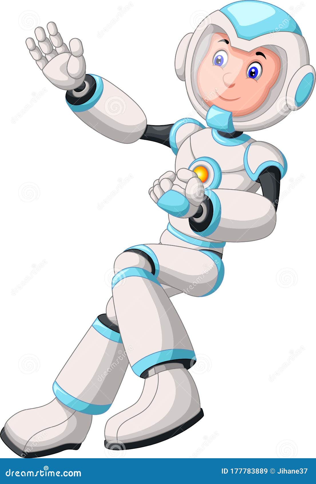 Boy In White Blue Robot Suit Cartoon Stock Illustration ...