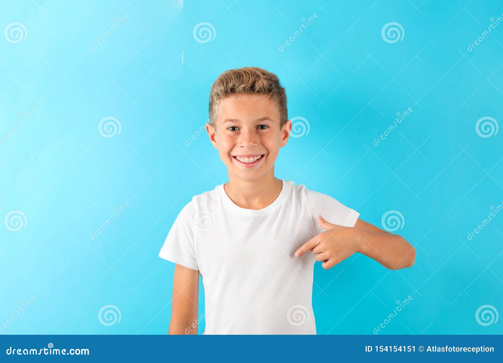 Boy in White Tshirt Against Color Background Stock Image Image of
