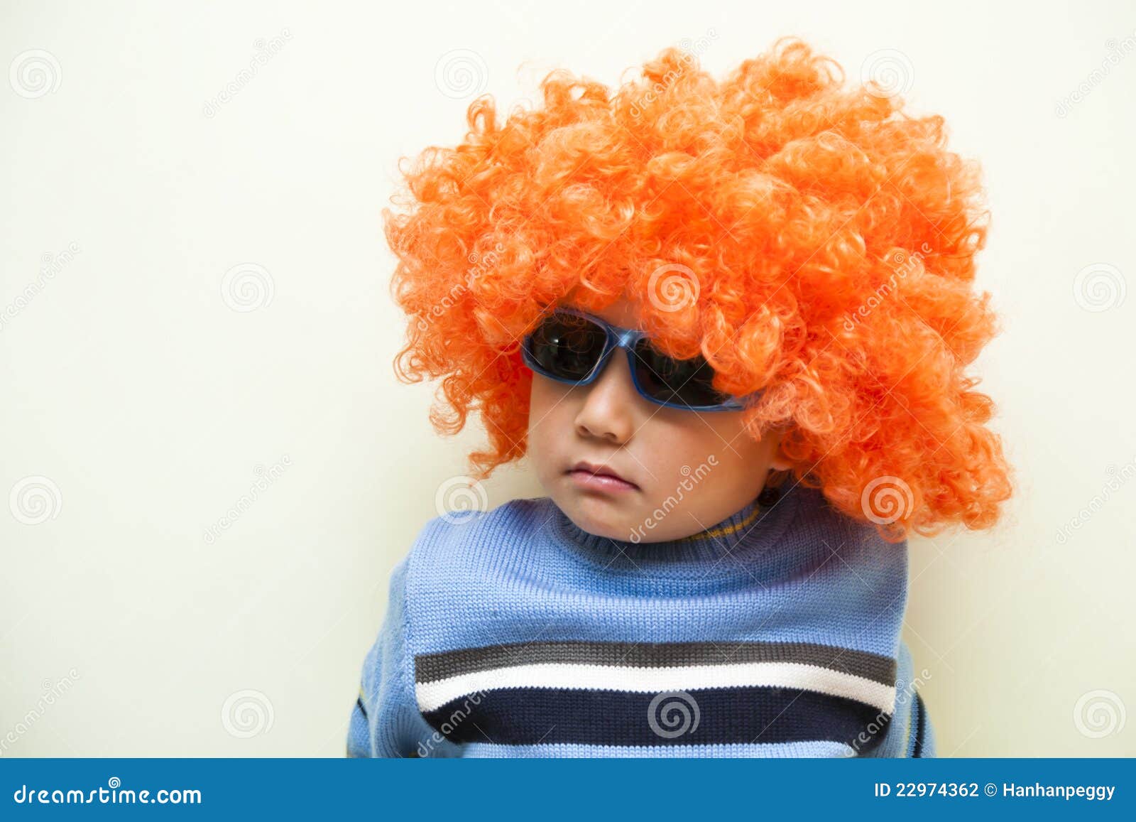 Boy with wig stock photo. Image of sweater, clown, clothing 22974362