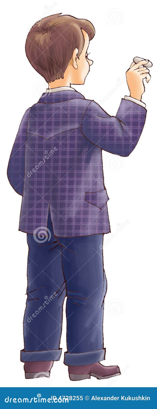 The boy writes chalk stock illustration. Illustration of formation