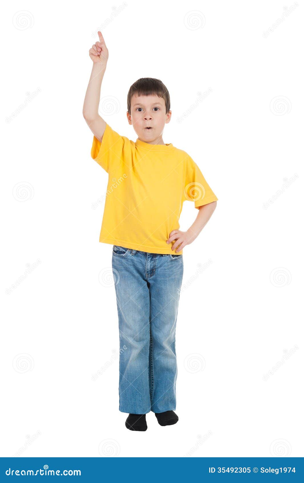 Boy in yellow shirt stock image. Image of jeans, caucasian 35492305
