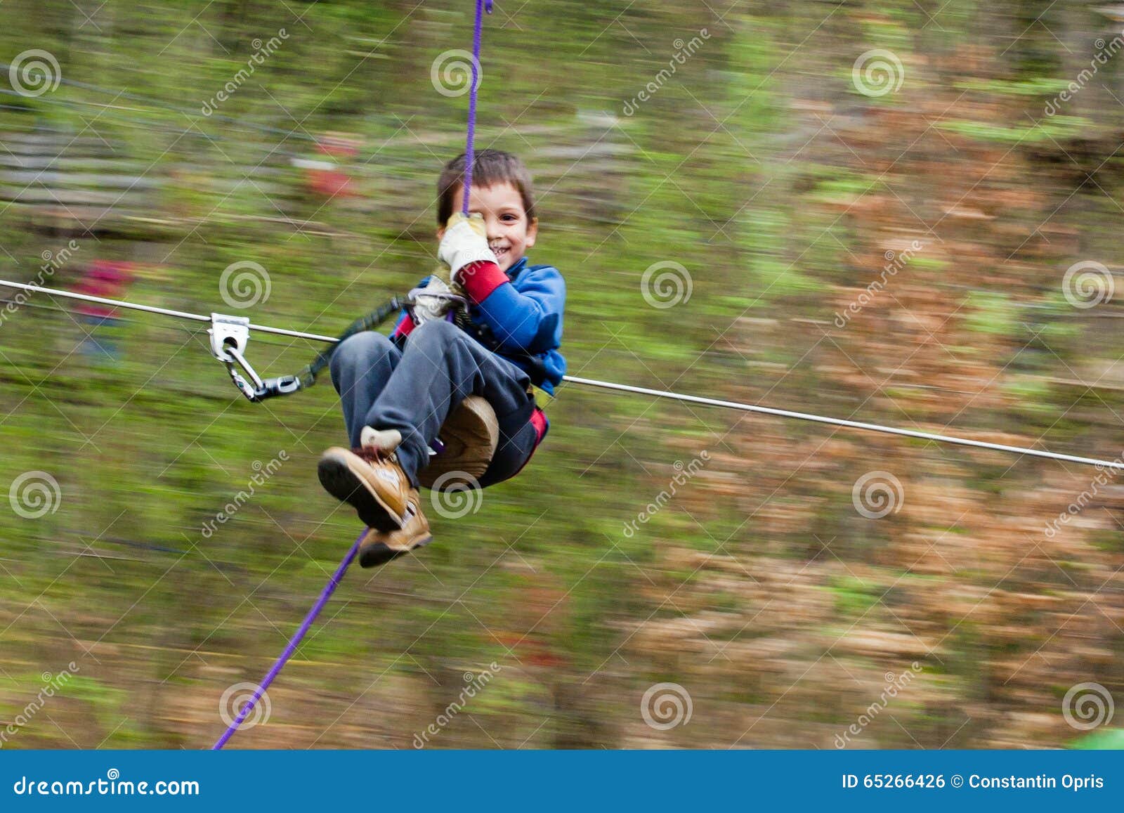 Boy on zip line stock photo. Image of smiling, happy 65266426