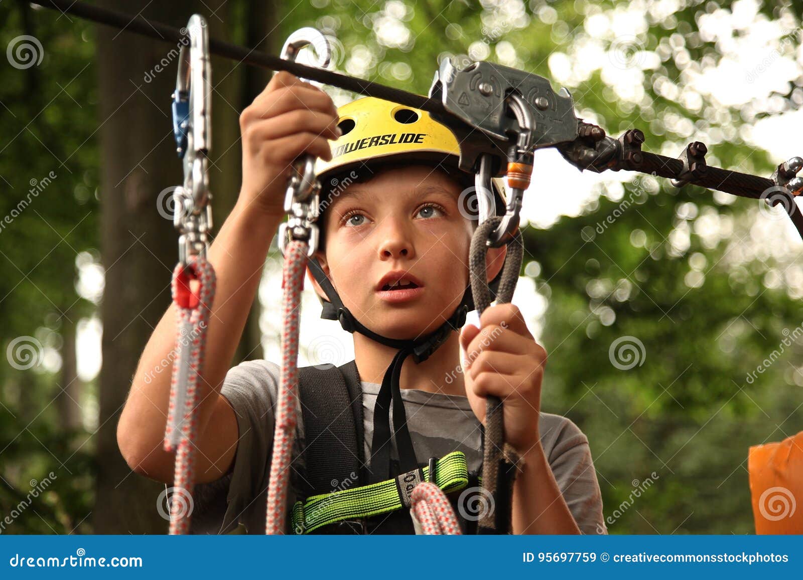 Boy On Zipline Picture. Image 95697759