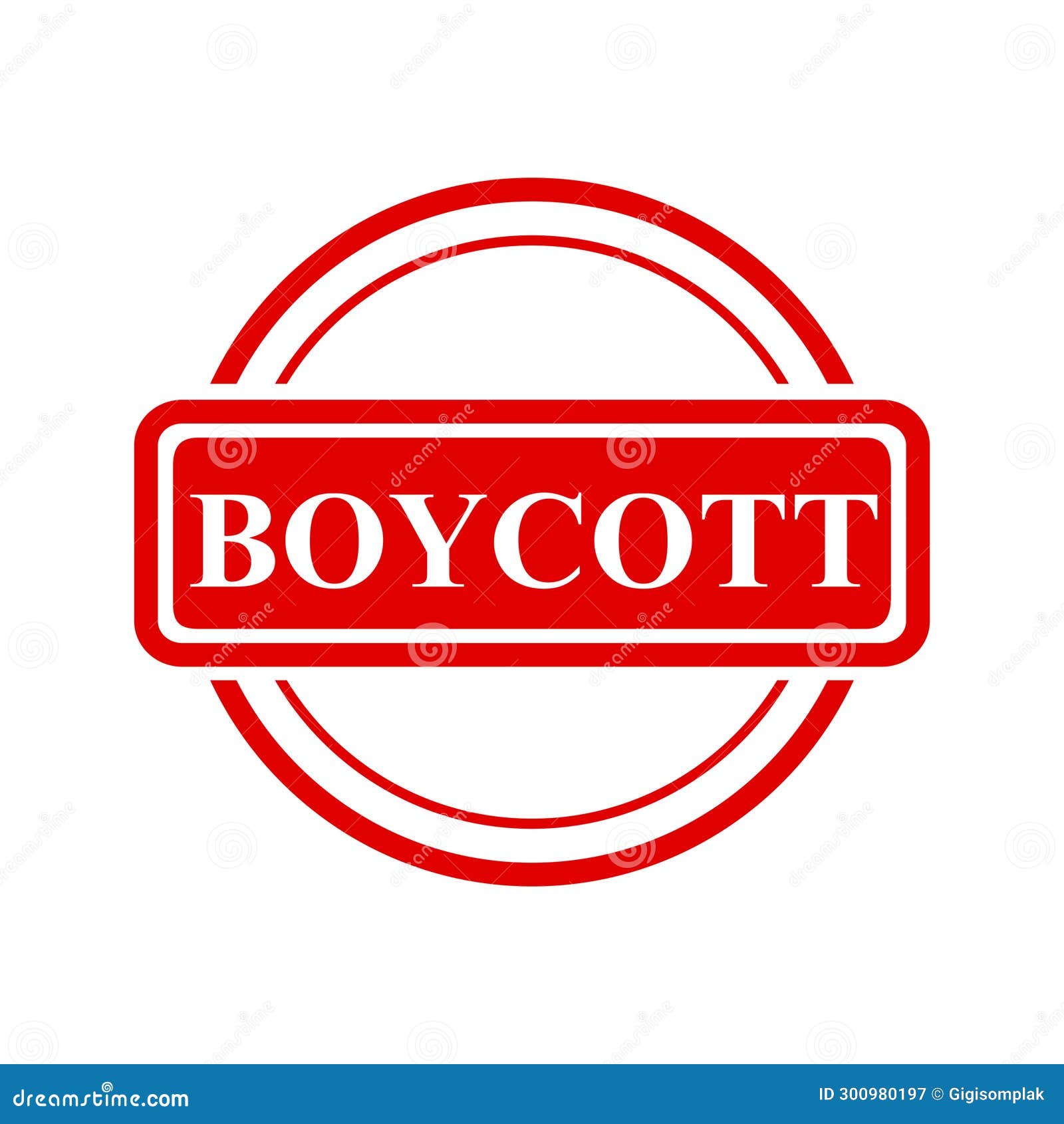 Boycott, Simple Vector Red Simple Circle Vector Rubber Stamp Effect