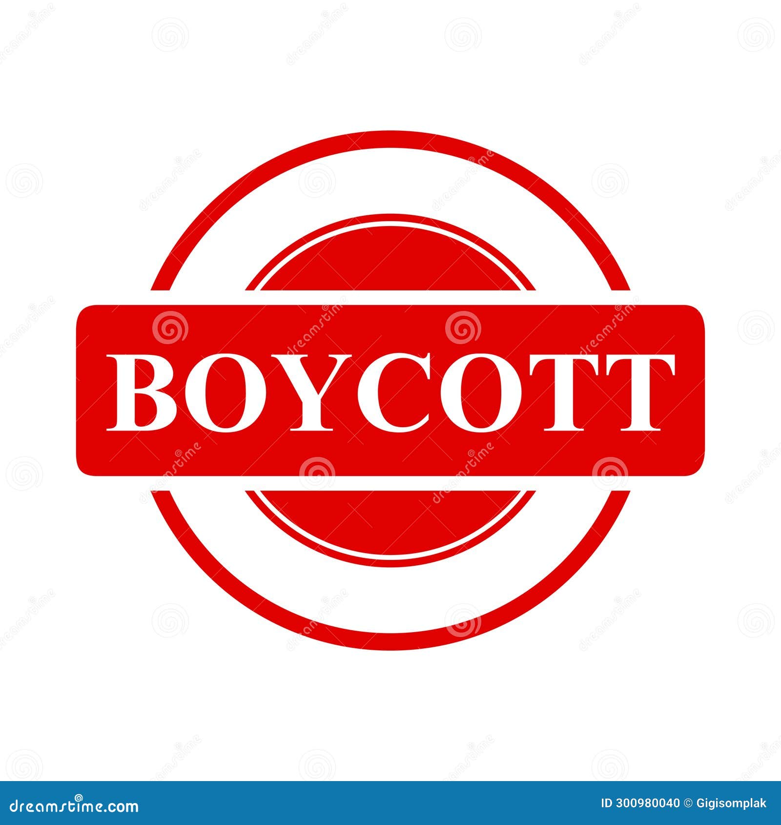 Boycott, Simple Vector Red Simple Circle Vector Rubber Stamp Effect