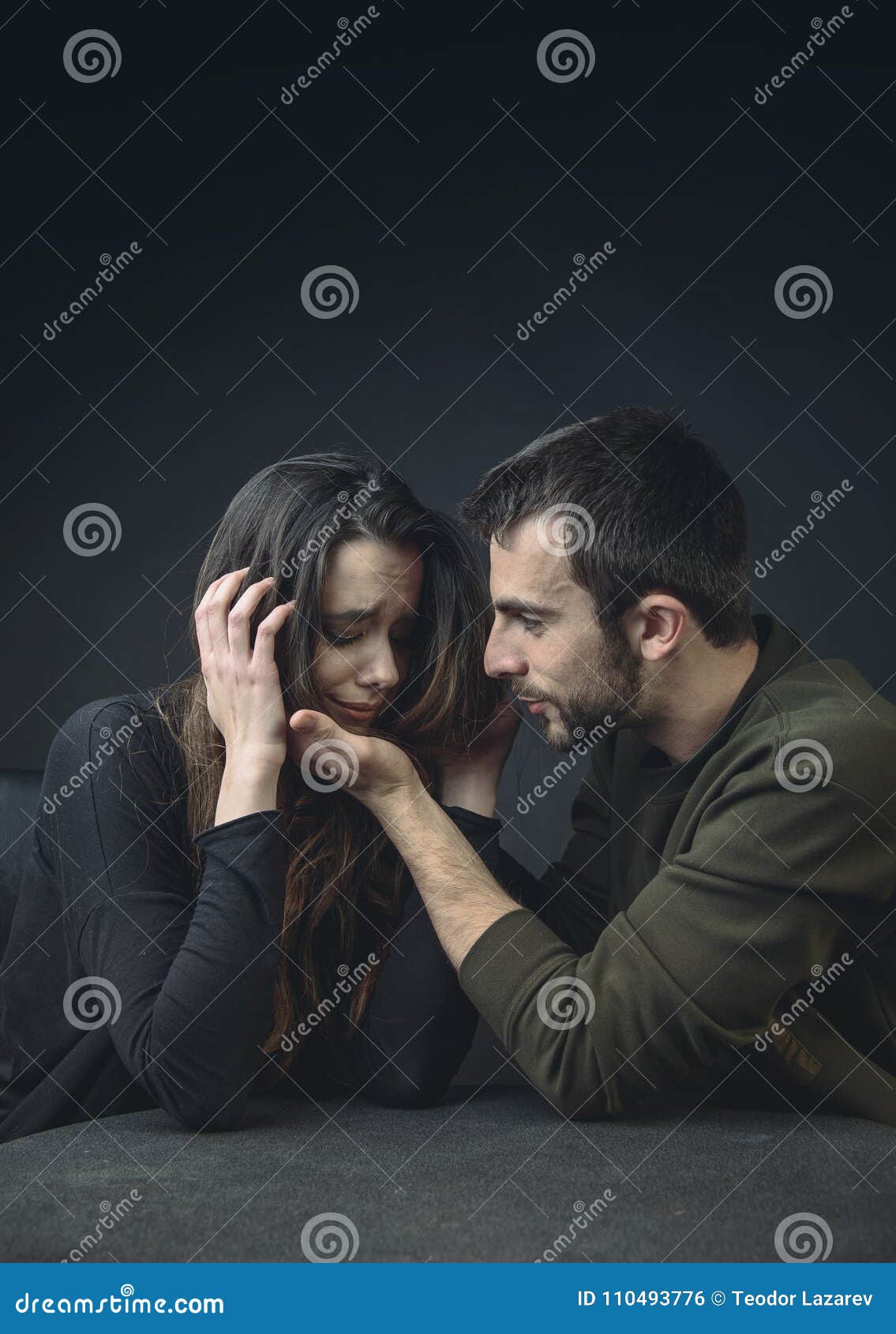 Attentive Man Comforting His Girlfriend Stock Photo - Image of despair ...