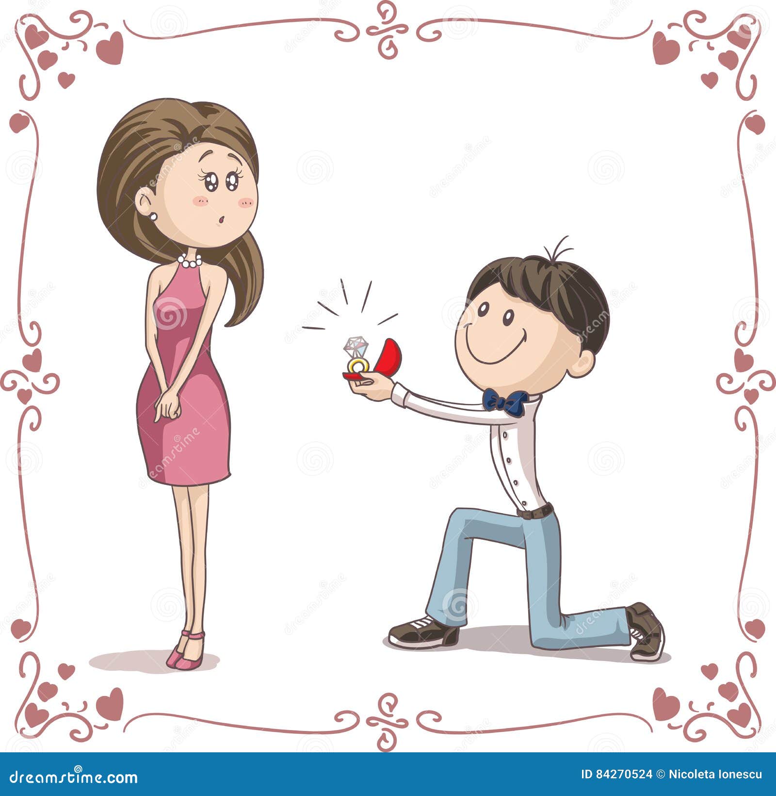 Boyfriend and Girlfriend Getting Engaged Cartoon Illustration Stock Vector  - Illustration of happy, future: 84270524