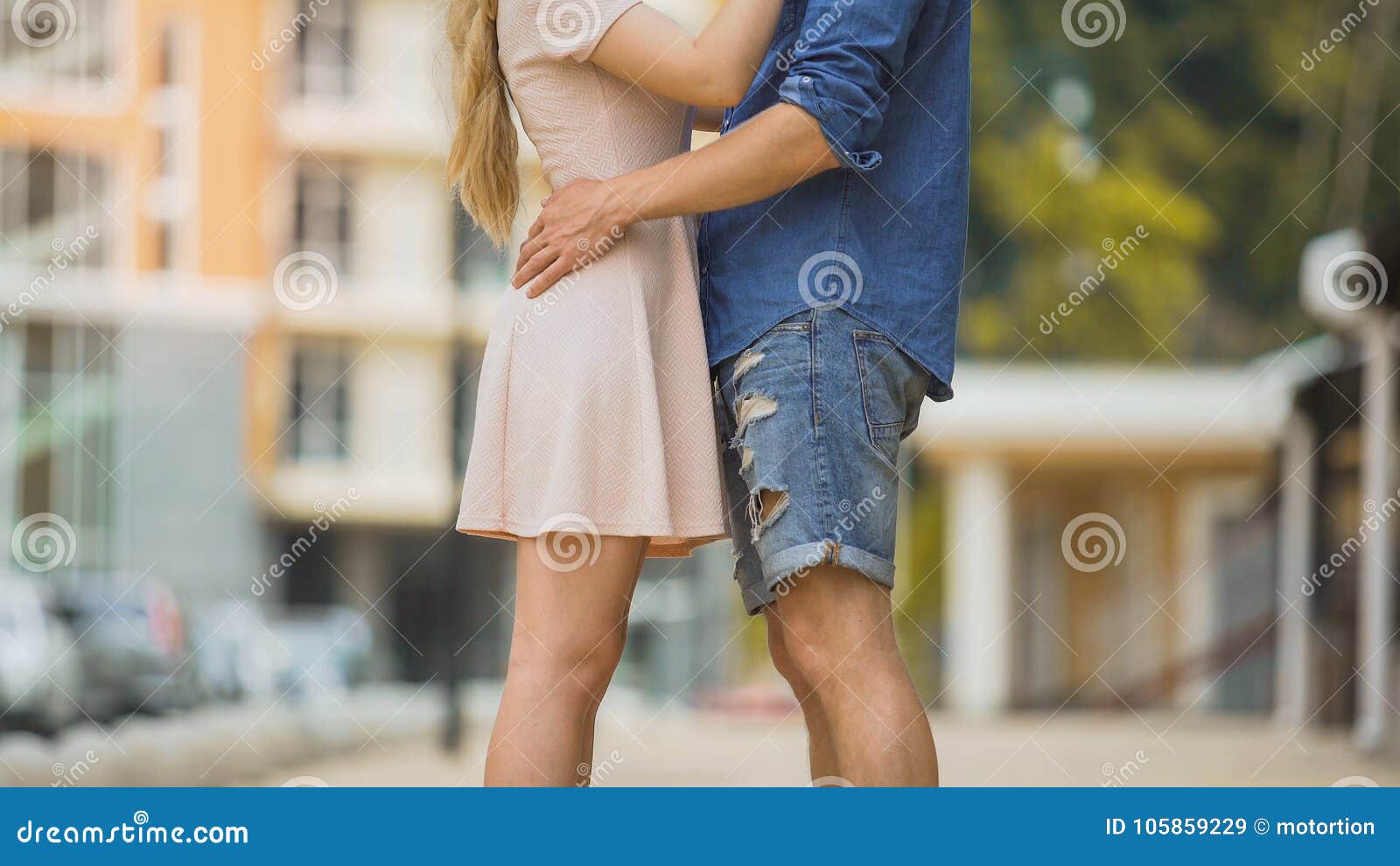 Boyfriend and Girlfriend Hugging and Kissing, Romantic Date in ...
