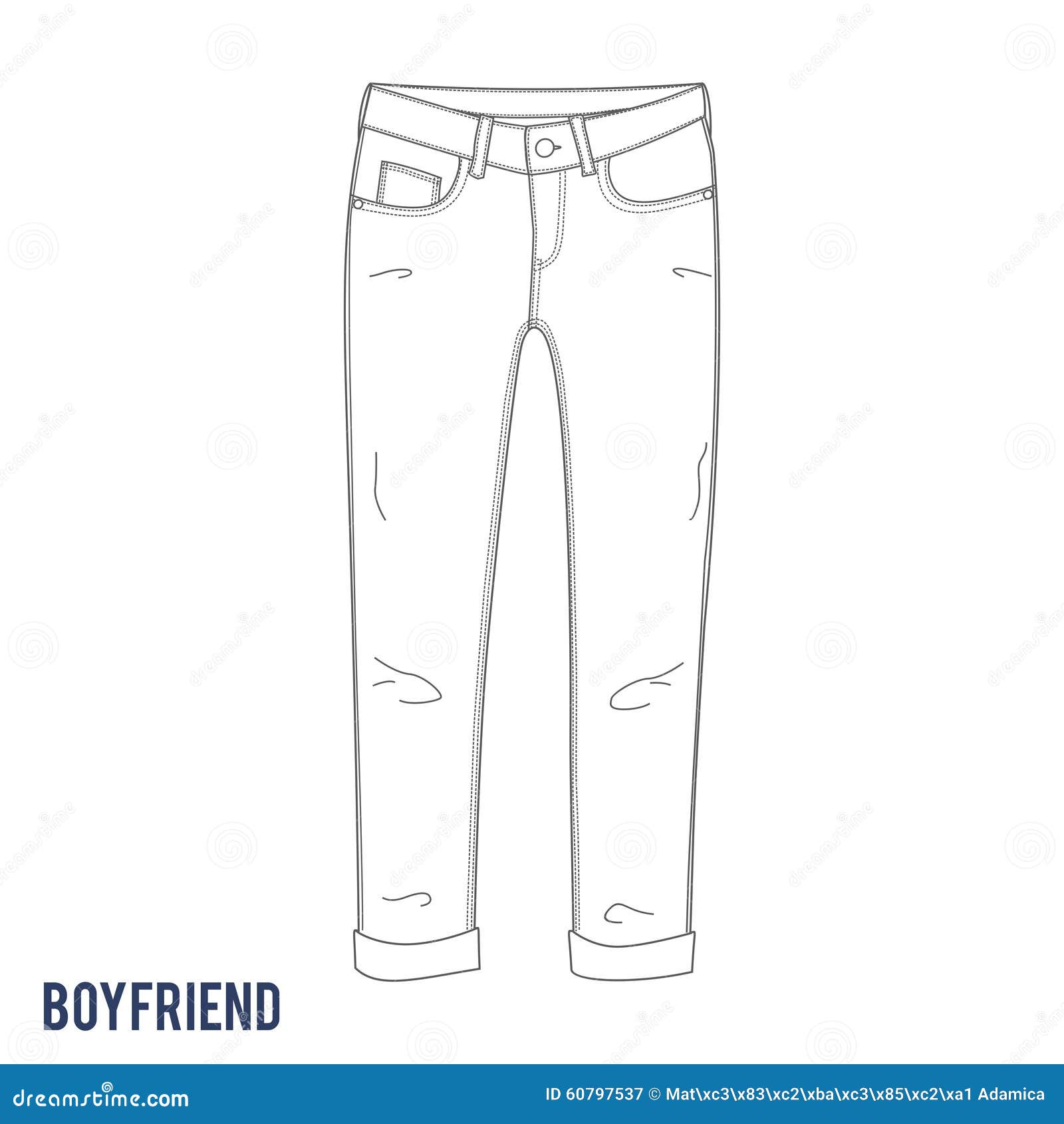 Boyfriend jeans stock vector. Illustration of boyfriend - 60797537