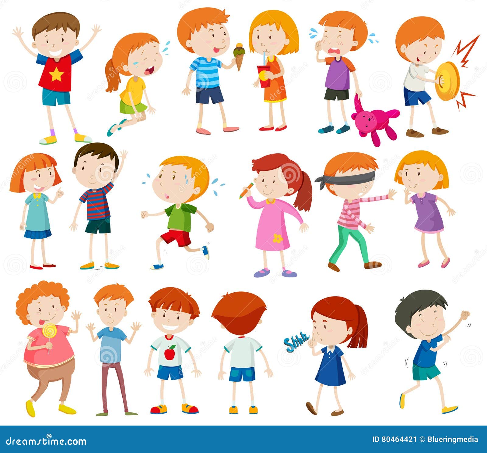 Boys And Girls Doing Different Activities Stock Vector Illustration Of Clipart Crying