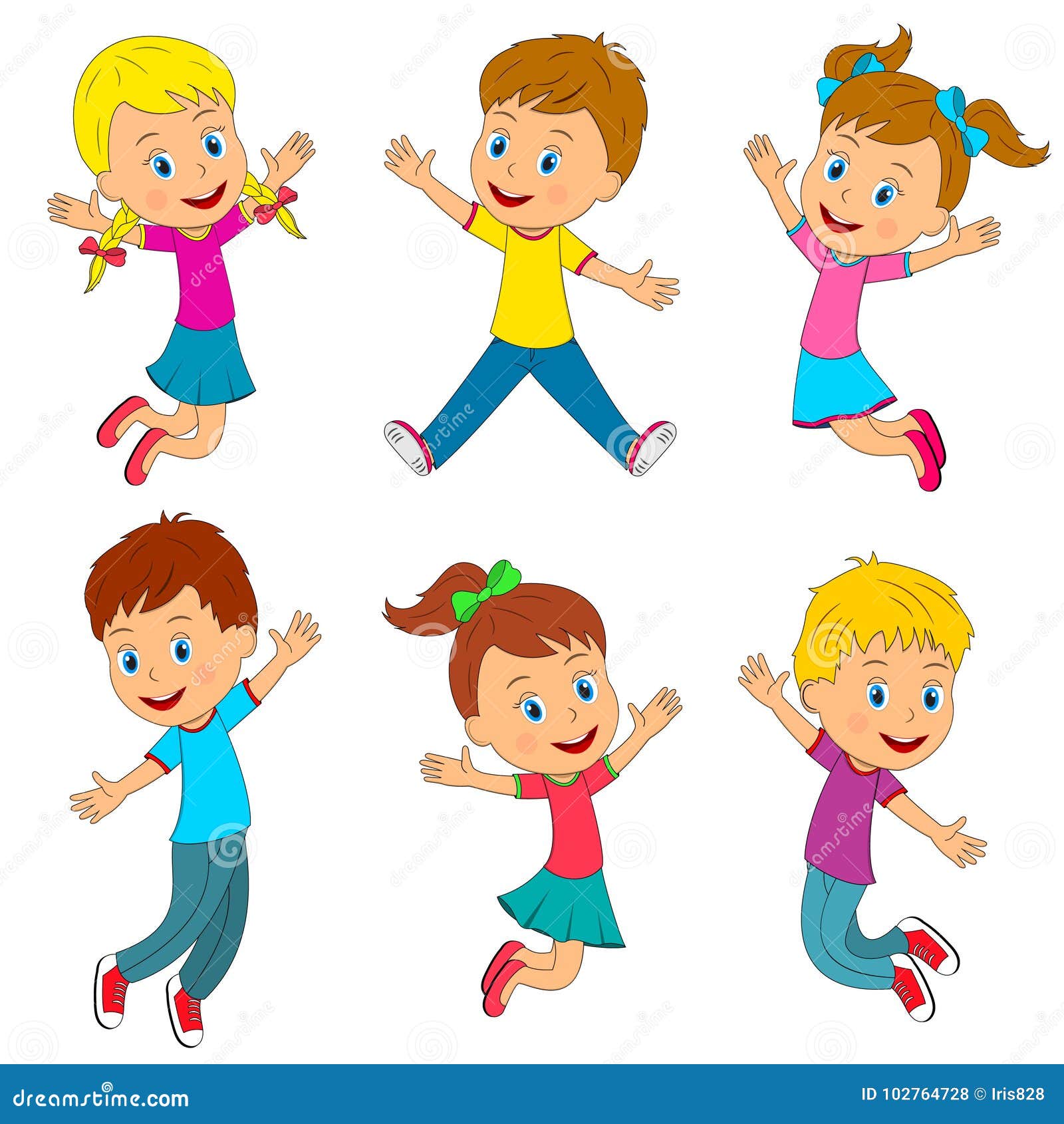 Boys and girls jumping stock vector. Illustration of education - 102764728