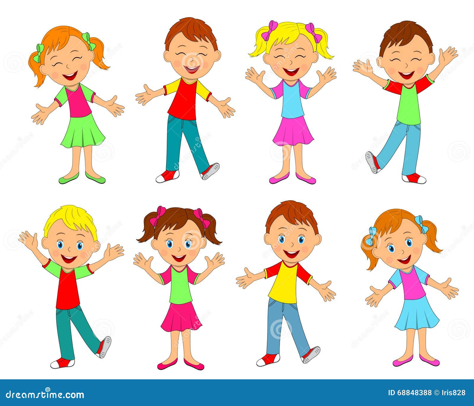 Boys and Girls Smiling Collection Stock Vector - Illustration of eight ...