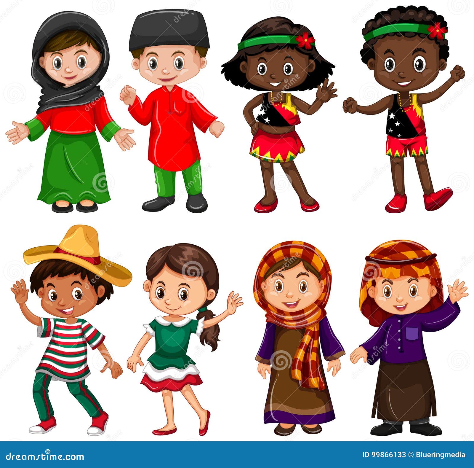 Boys and Girls in Traditional Costumes Stock Vector - Illustration of ...