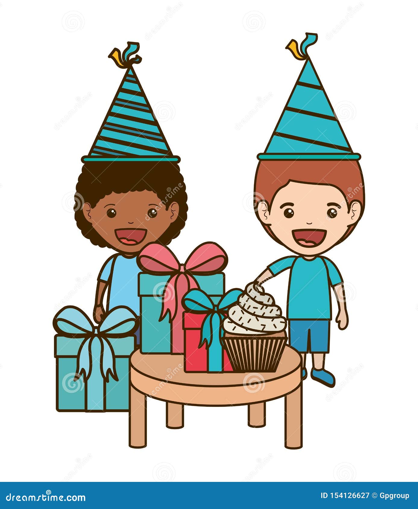 Download Boys With Party Hat In Birthday Celebration Stock Vector - Illustration of celebrate, boys ...