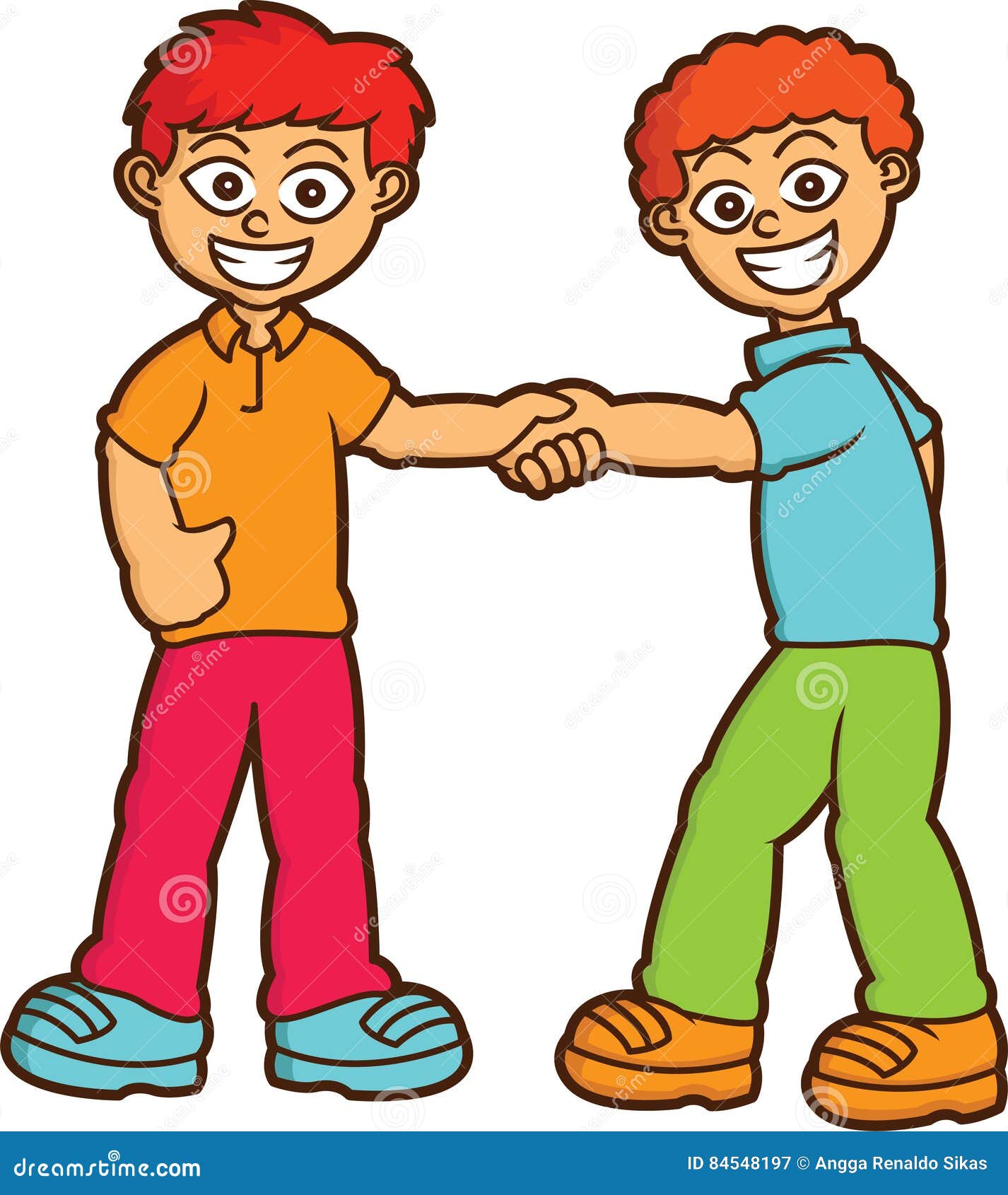 Boys Shaking Hands Cartoon Illustration Stock Vector - Illustration of  agreement, standing: 84548197