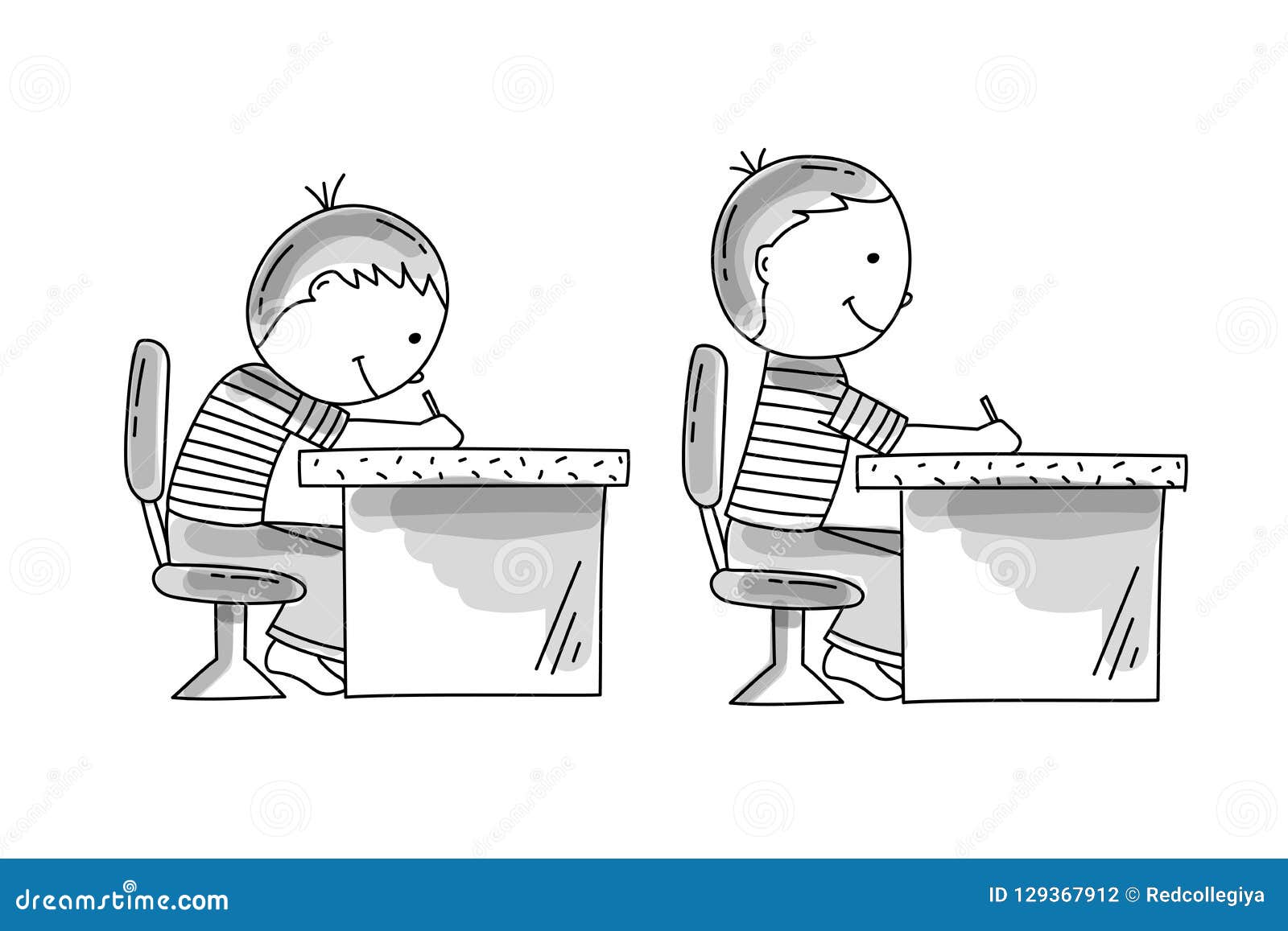 Boys Sitting At The Desk Bad And Correct Pusture Stock Vector