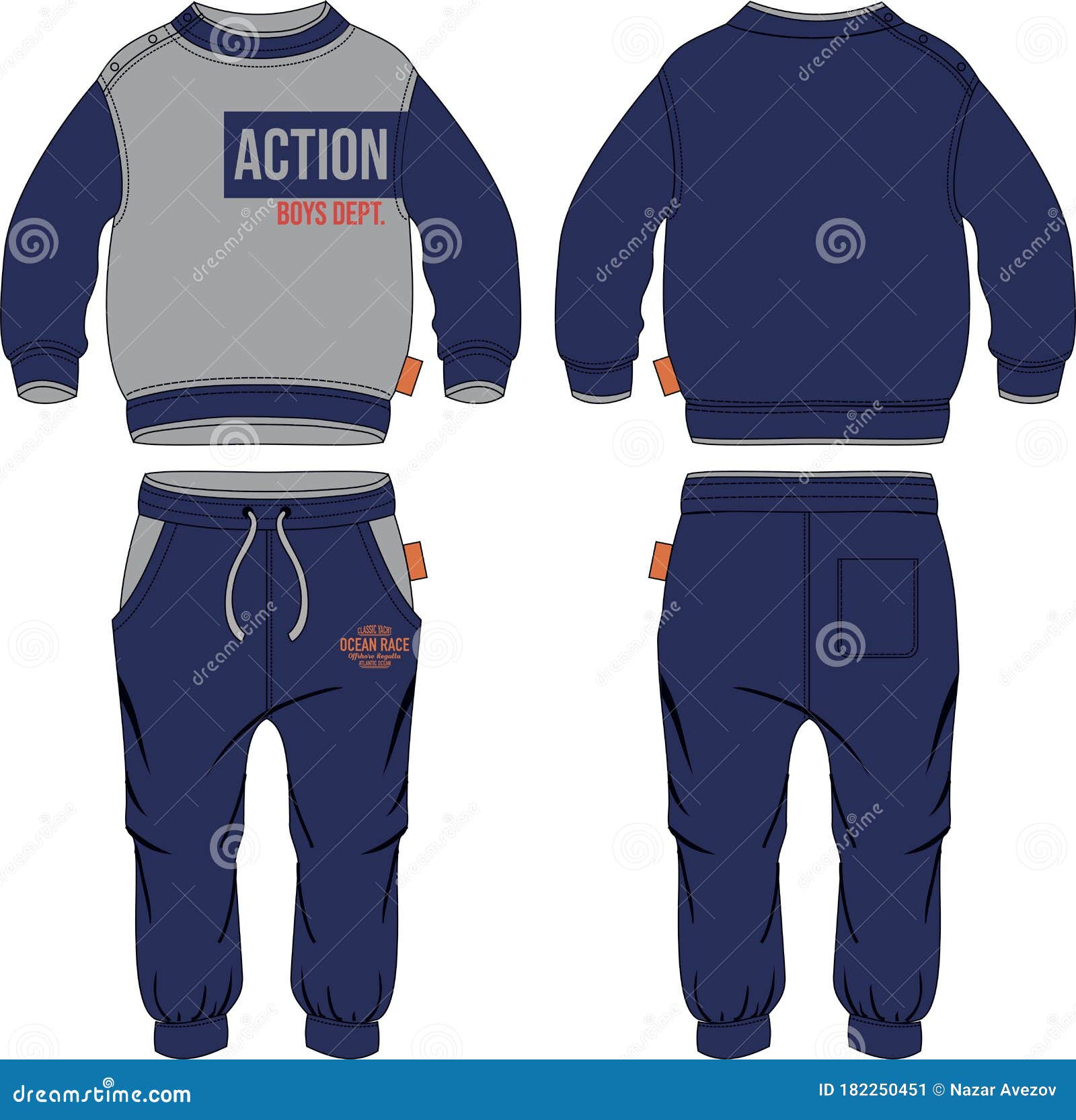 boys sport suit set hoodie plus jogger pants technical temlate