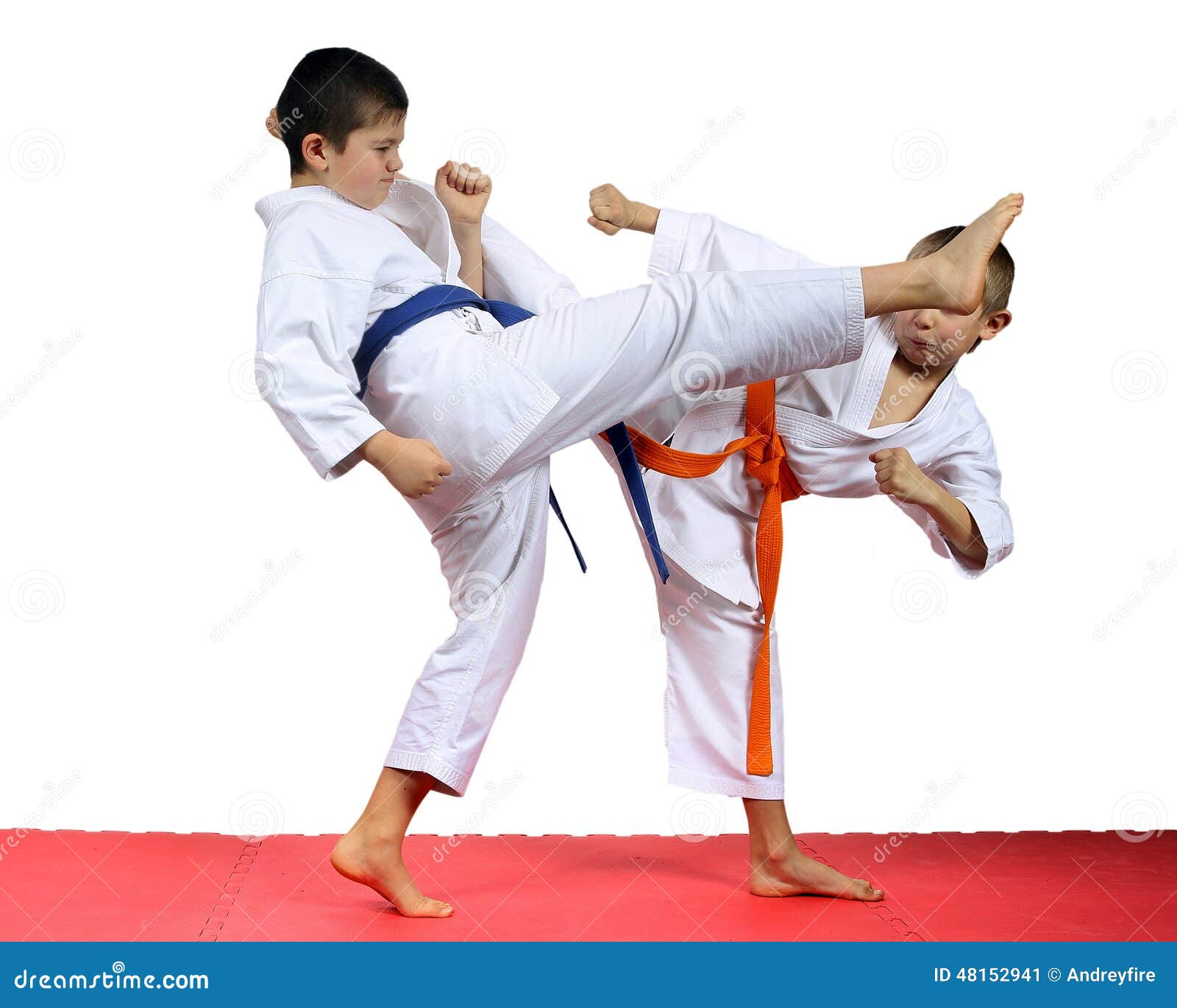 Boys Sportsmen are Training Kicks Legs Stock Image Image of patience