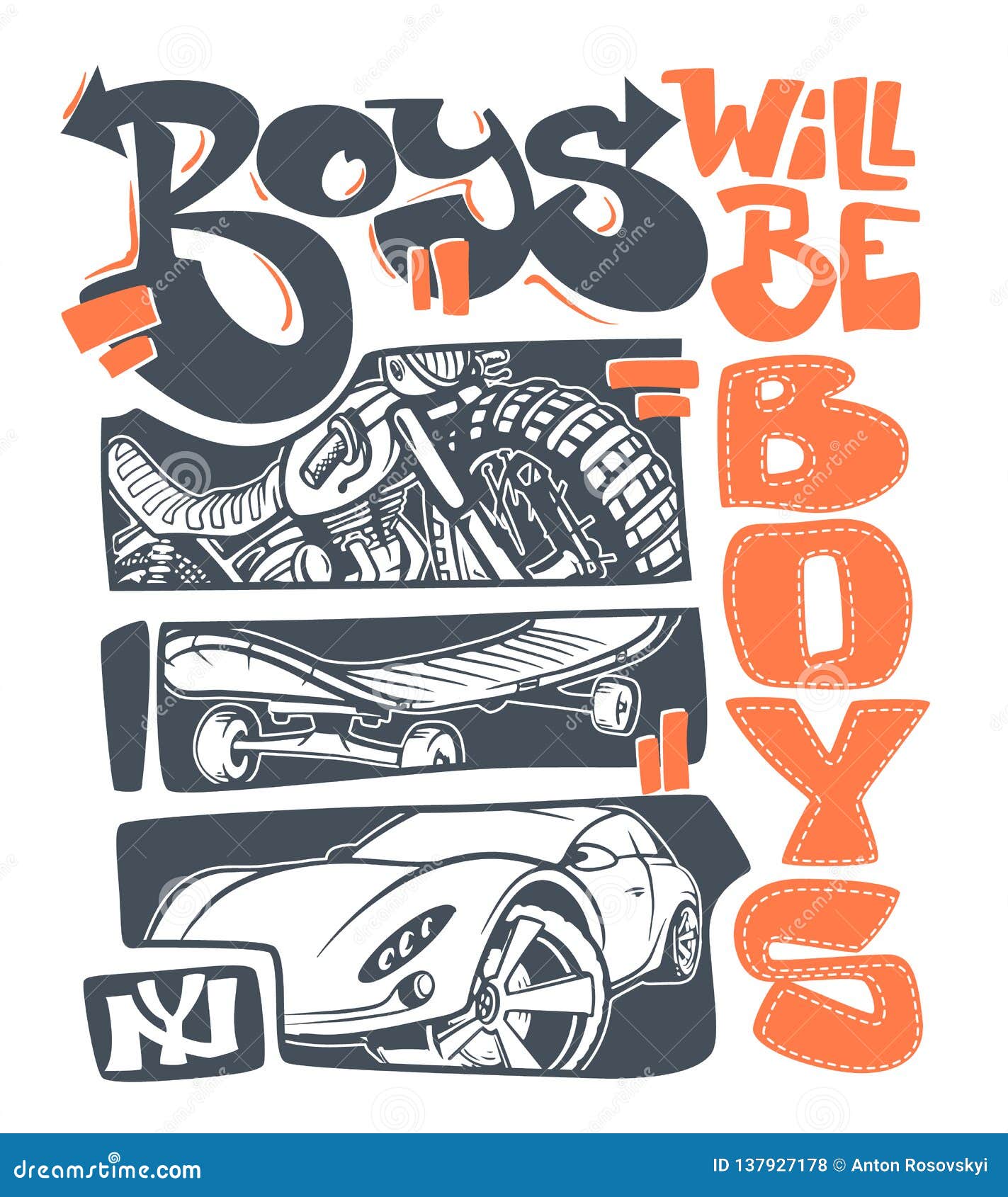 Download Boys T-shirt Graphics Print Design, Vector Illustration ...