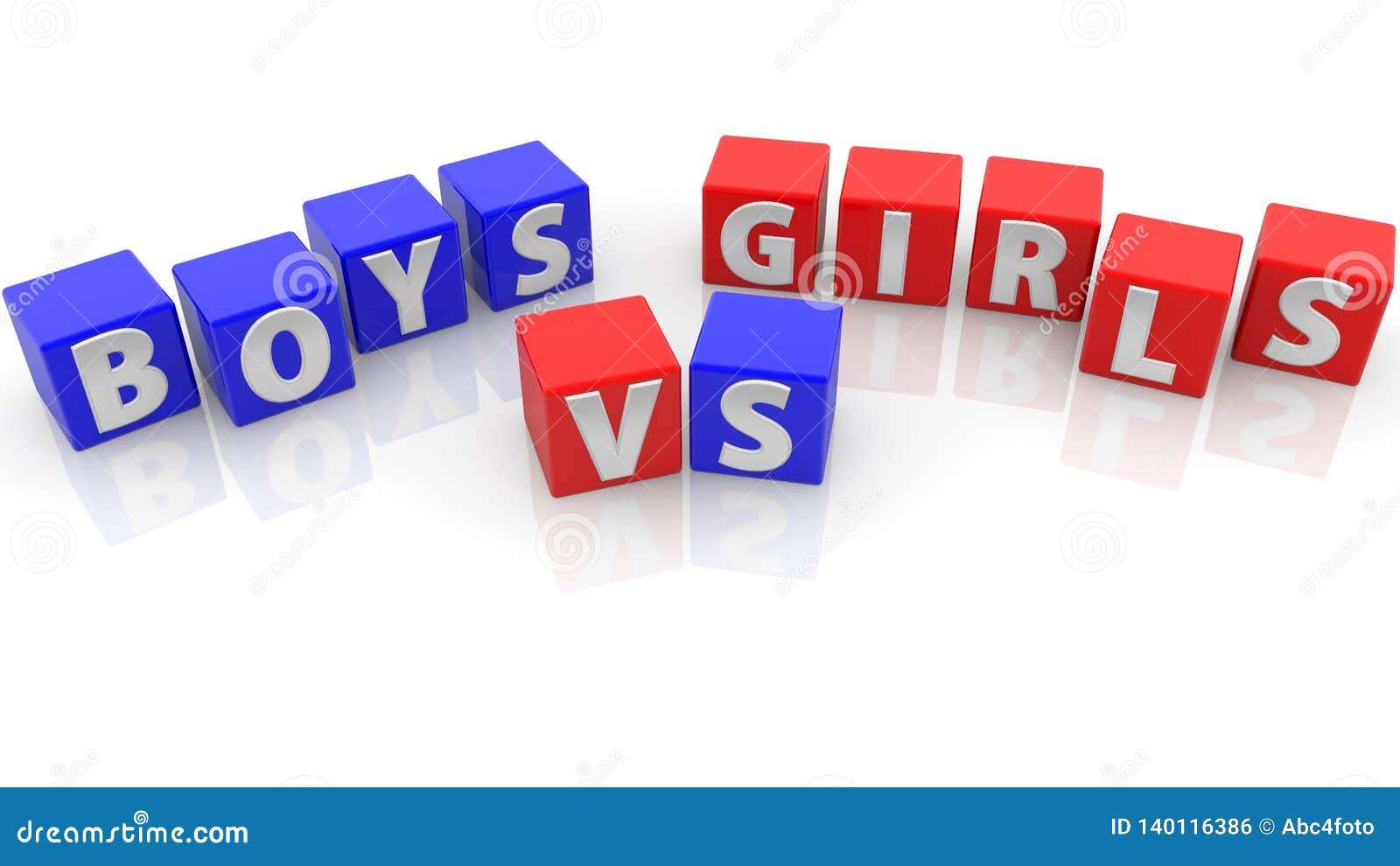 Boys Vs Girls Concept On Toy Cubes In Blue And Red Stock Illustration Illustration Of Modern Idea