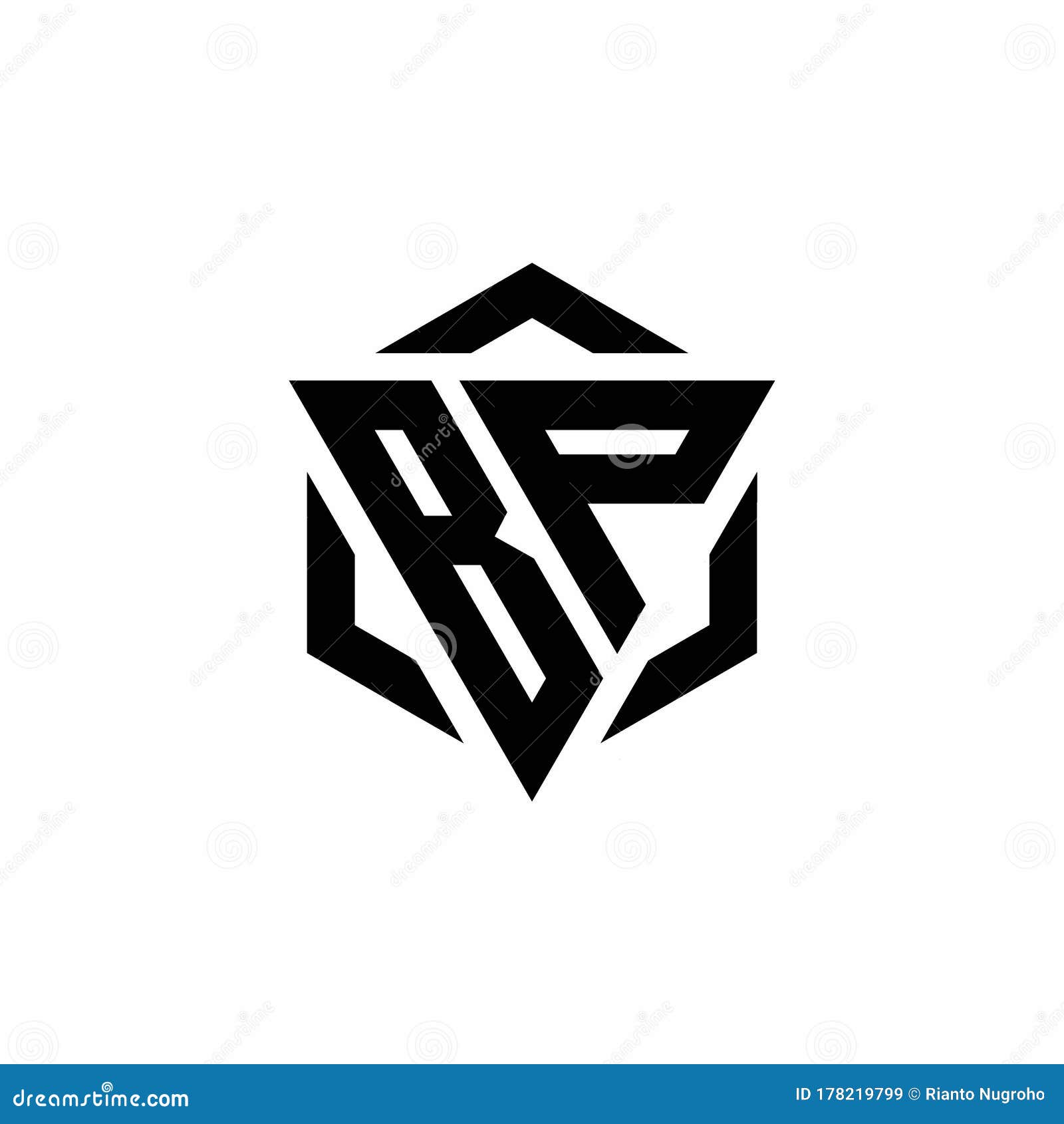 BP Logo Monogram with Triangle and Hexagon Modern Design Template Stock