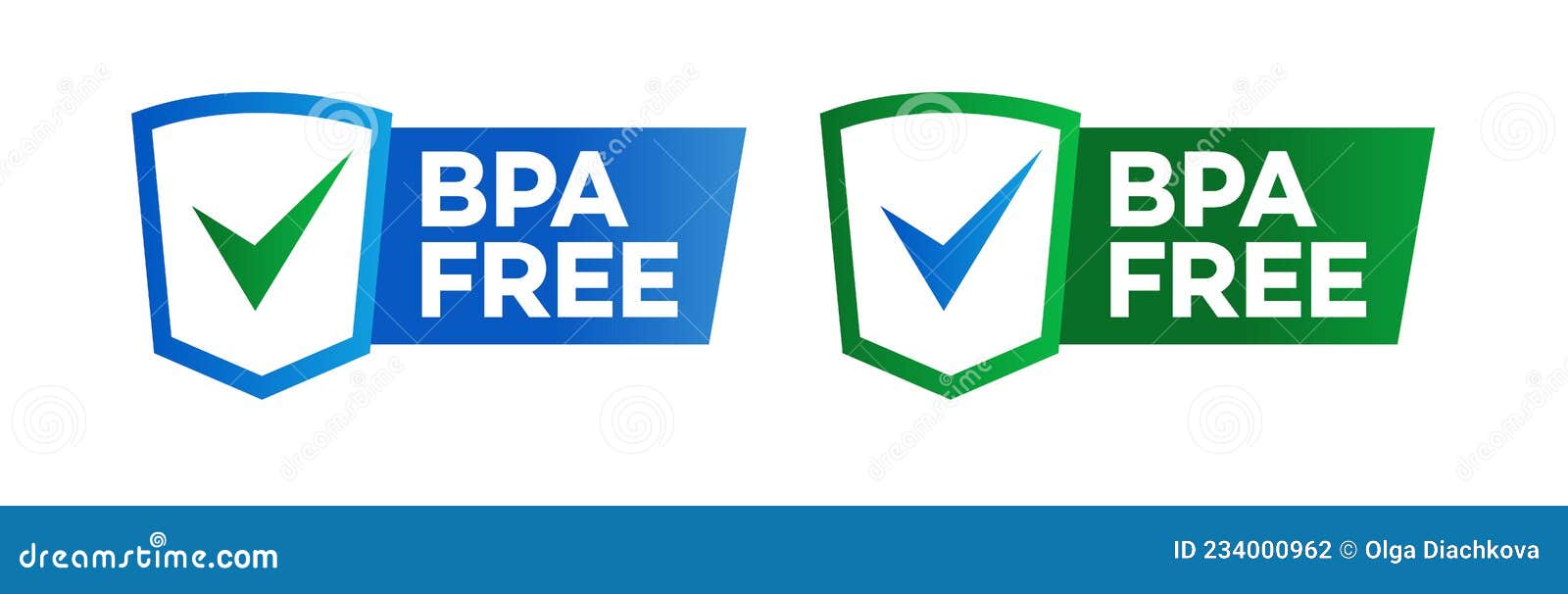 BPA free vector certificate icon. No phthalates and no bisphenol, safe food  package stamp, check mark and green leaf Stock Vector