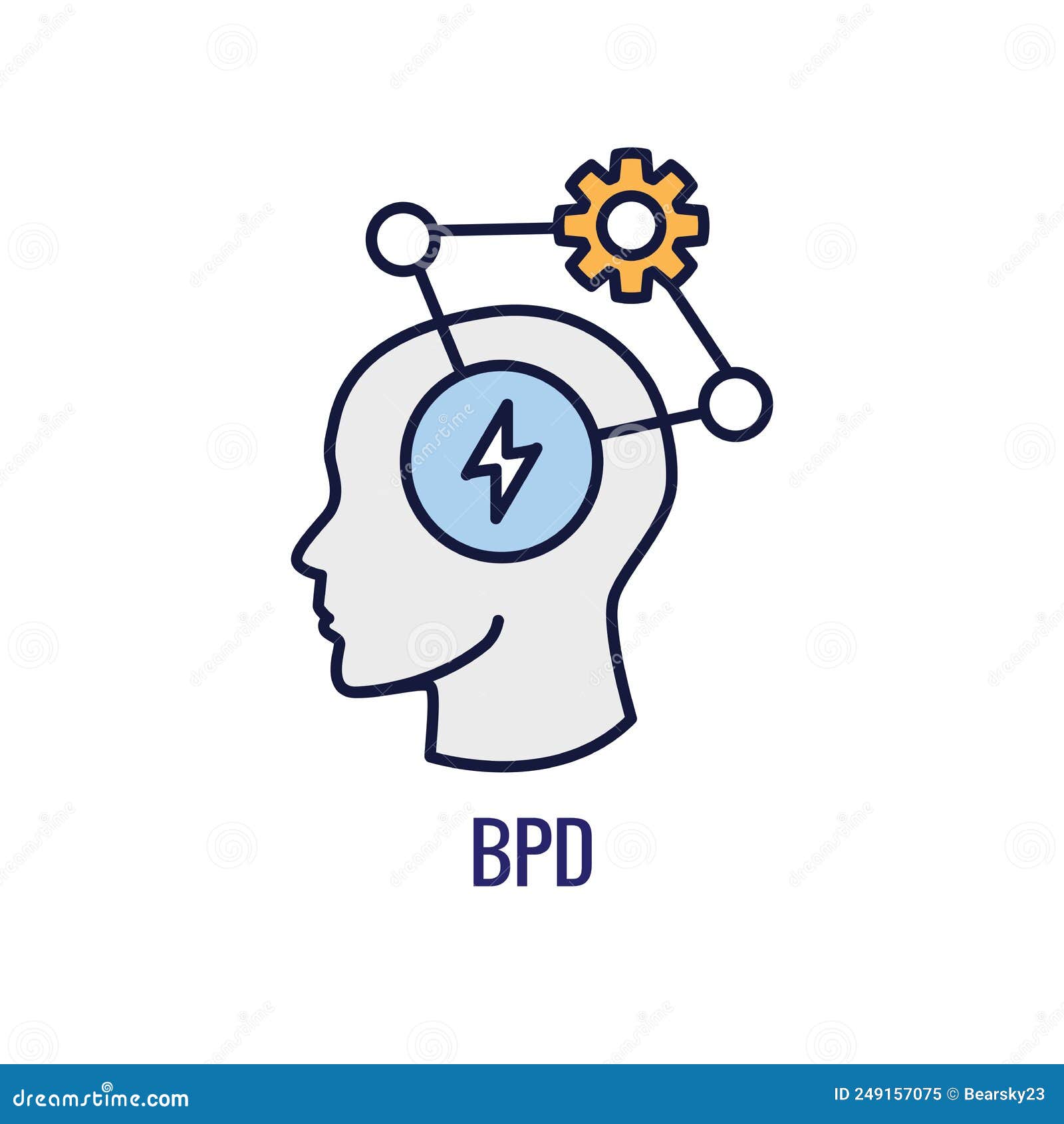 BPD - Borderline Personality Disorder icon set w brain mask and