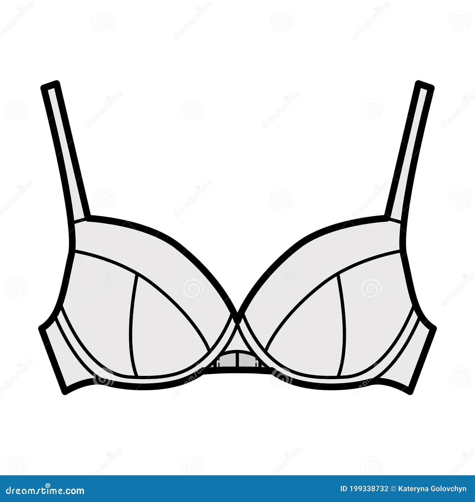 Bra Full Cup Lingerie Technical Fashion Illustration with Full ...