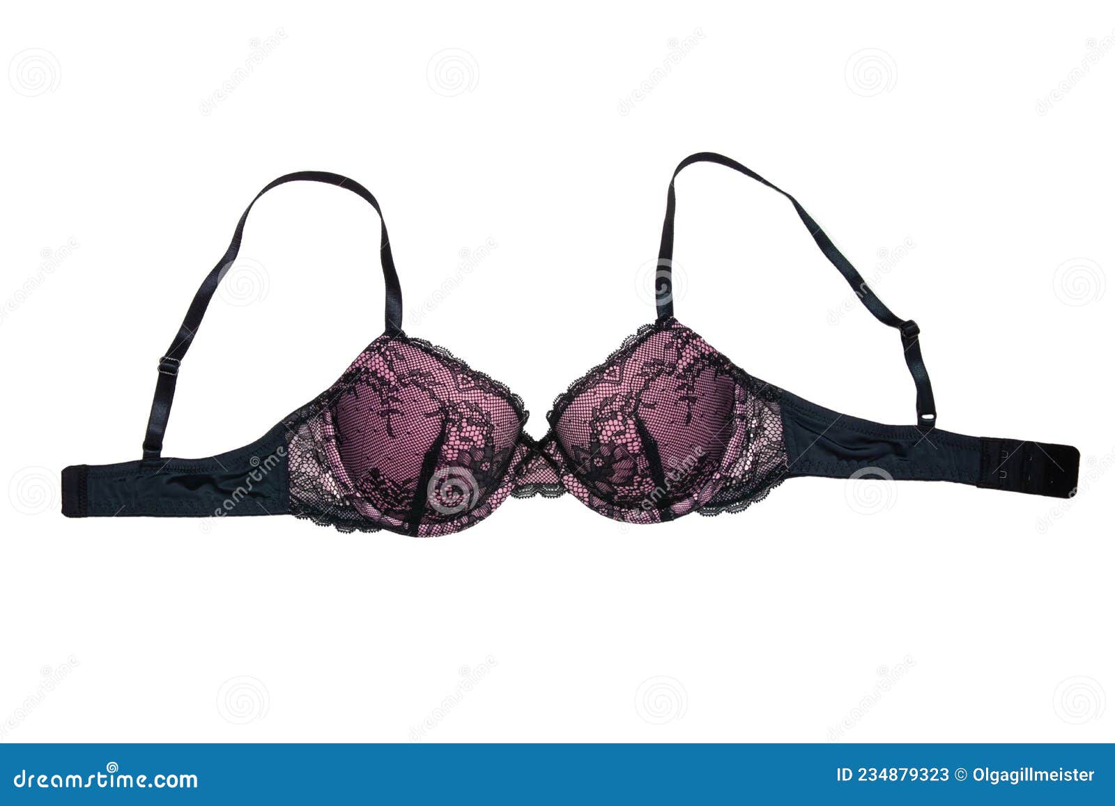 Bra Isolated. Closeup of Beautiful Female Stylish Violet Black Bra with  Laces and Straps Isolated on a White Background Stock Image - Image of  health, body: 234879323
