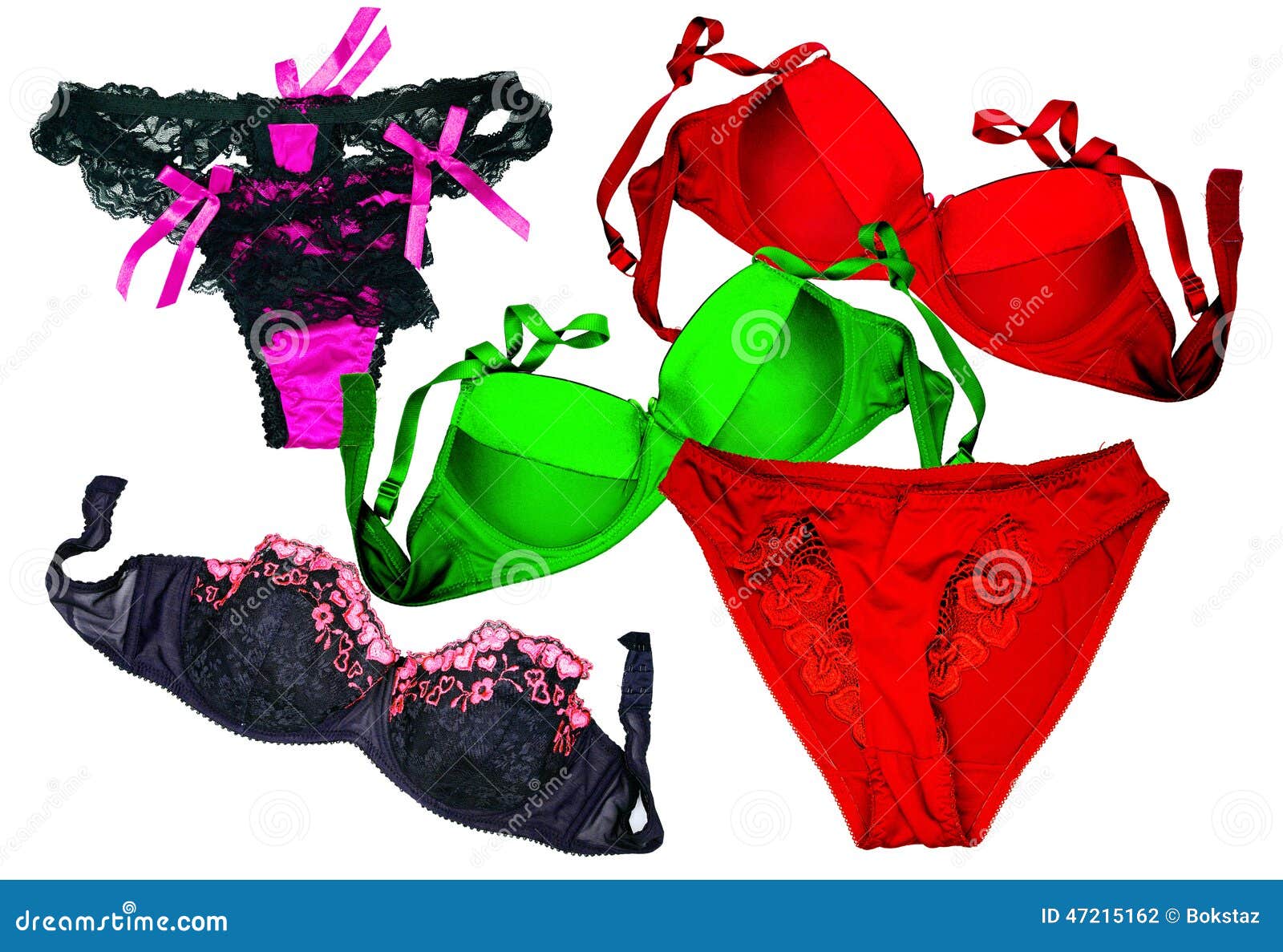 A Bra and Panties Collection Closeup on the White Background. Stock Photo Image of erotic