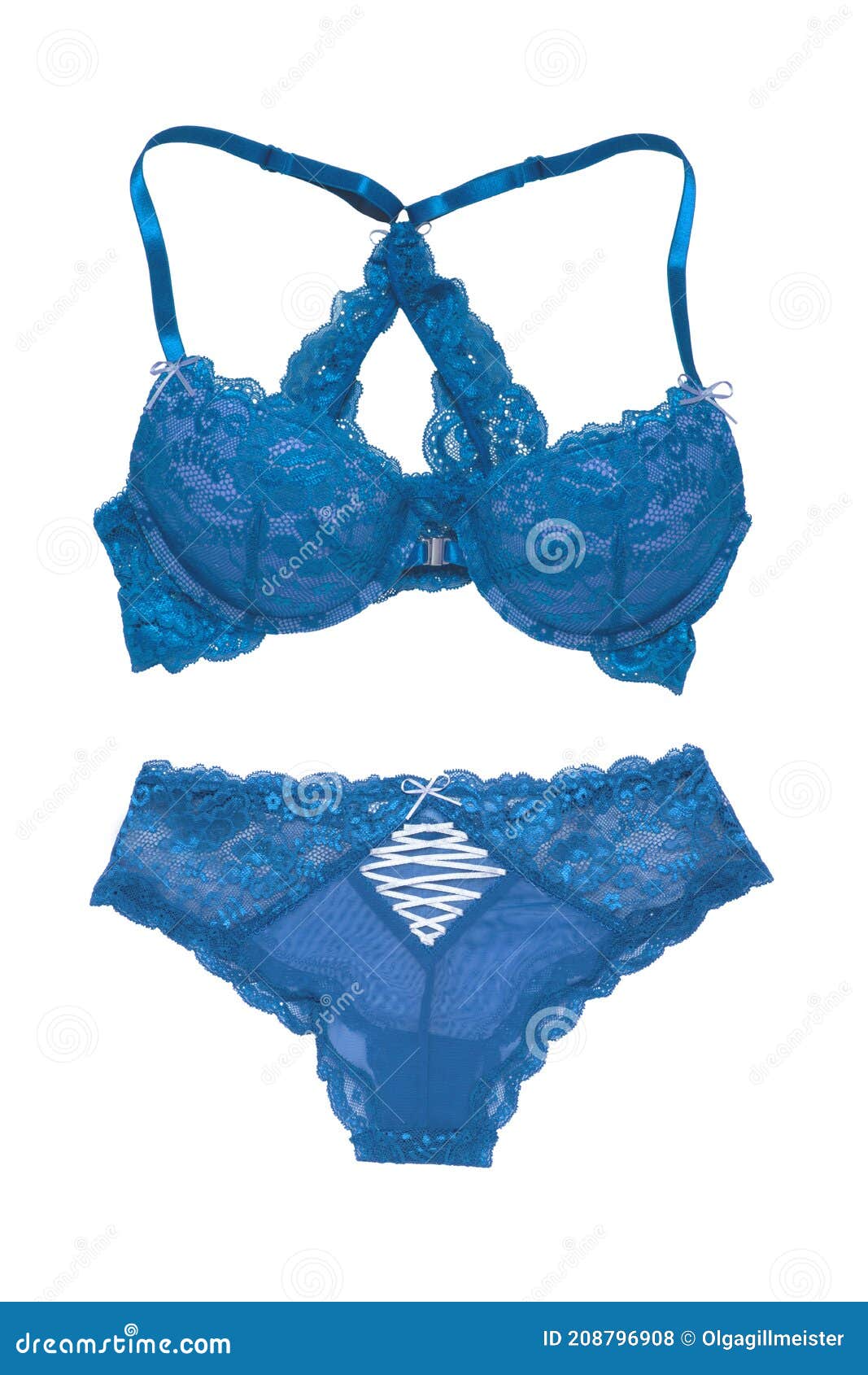 Stylish Blue Lace Bra Panty Set