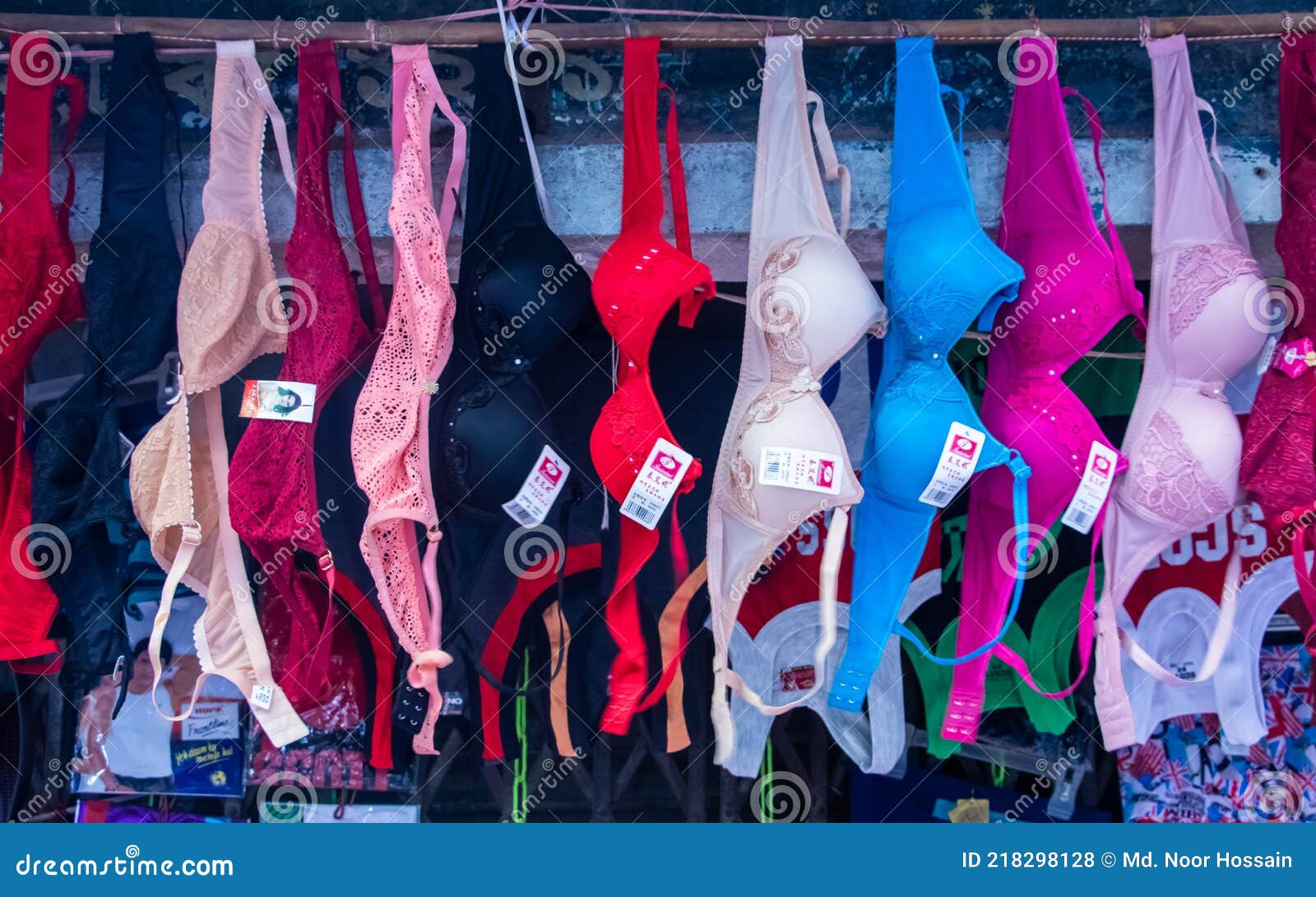 Bra Shop Display in the Market Stock Photo - Image of captured,  multicolored: 218298128