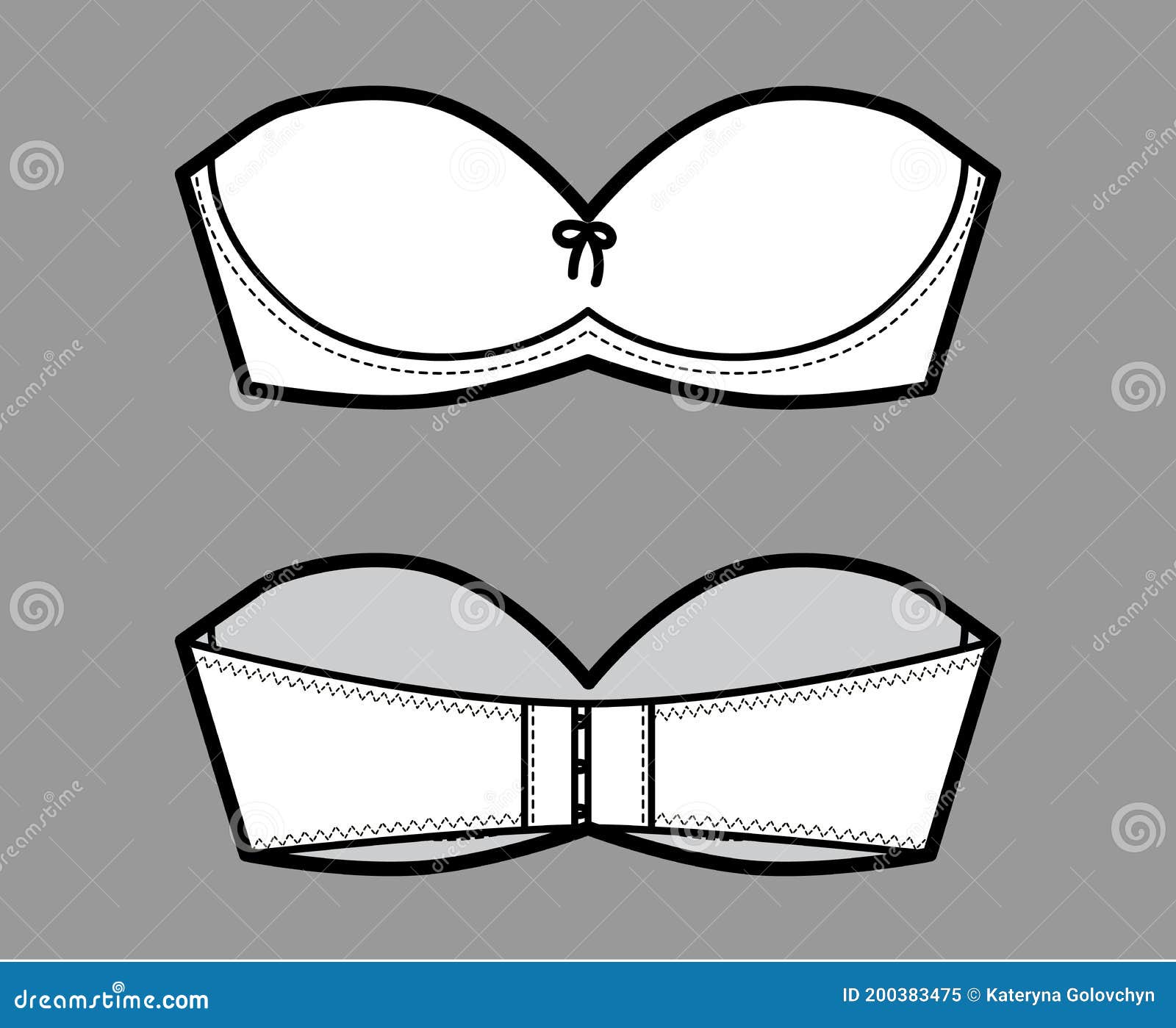 Bra Strapless Lingerie Technical Fashion Illustration with Molded