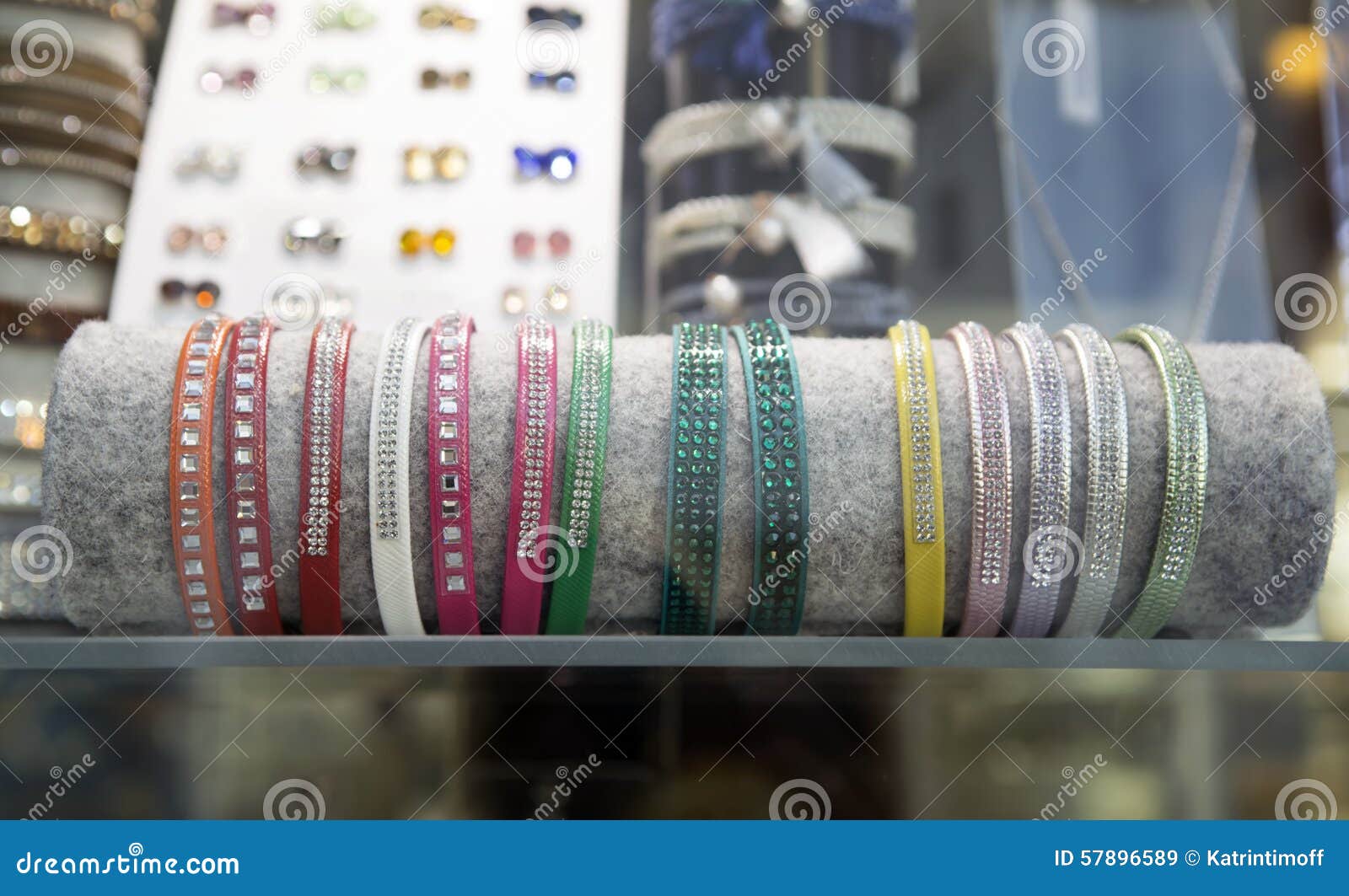 Bracelets in a Store Window Stock Image Image of market, fashion