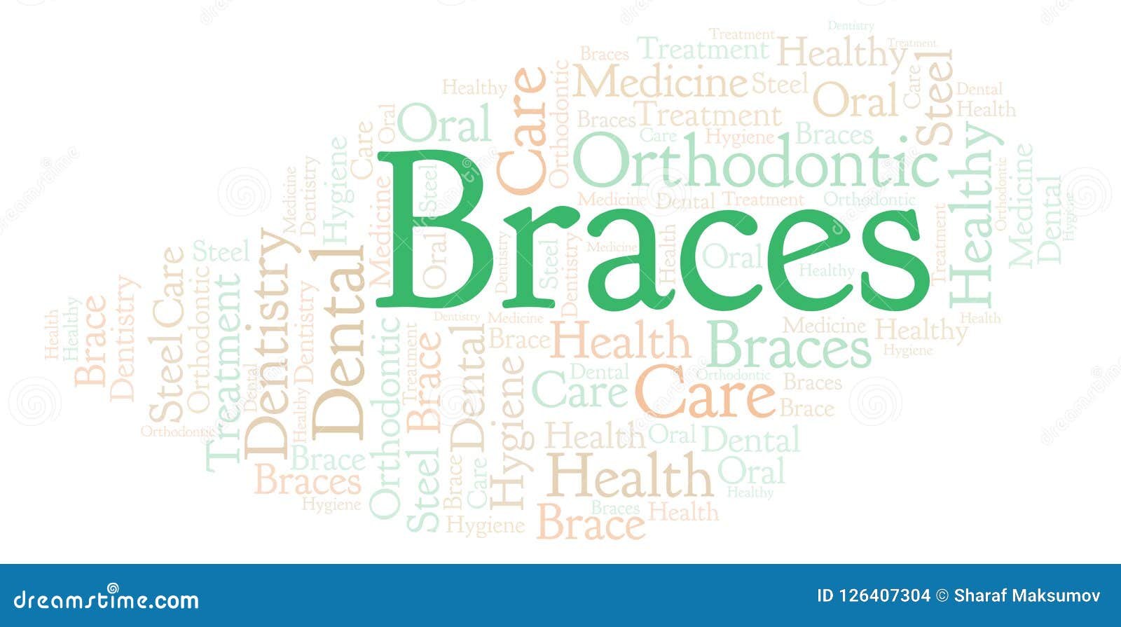 Braces word cloud. stock photo. Image of care, steel 126407304