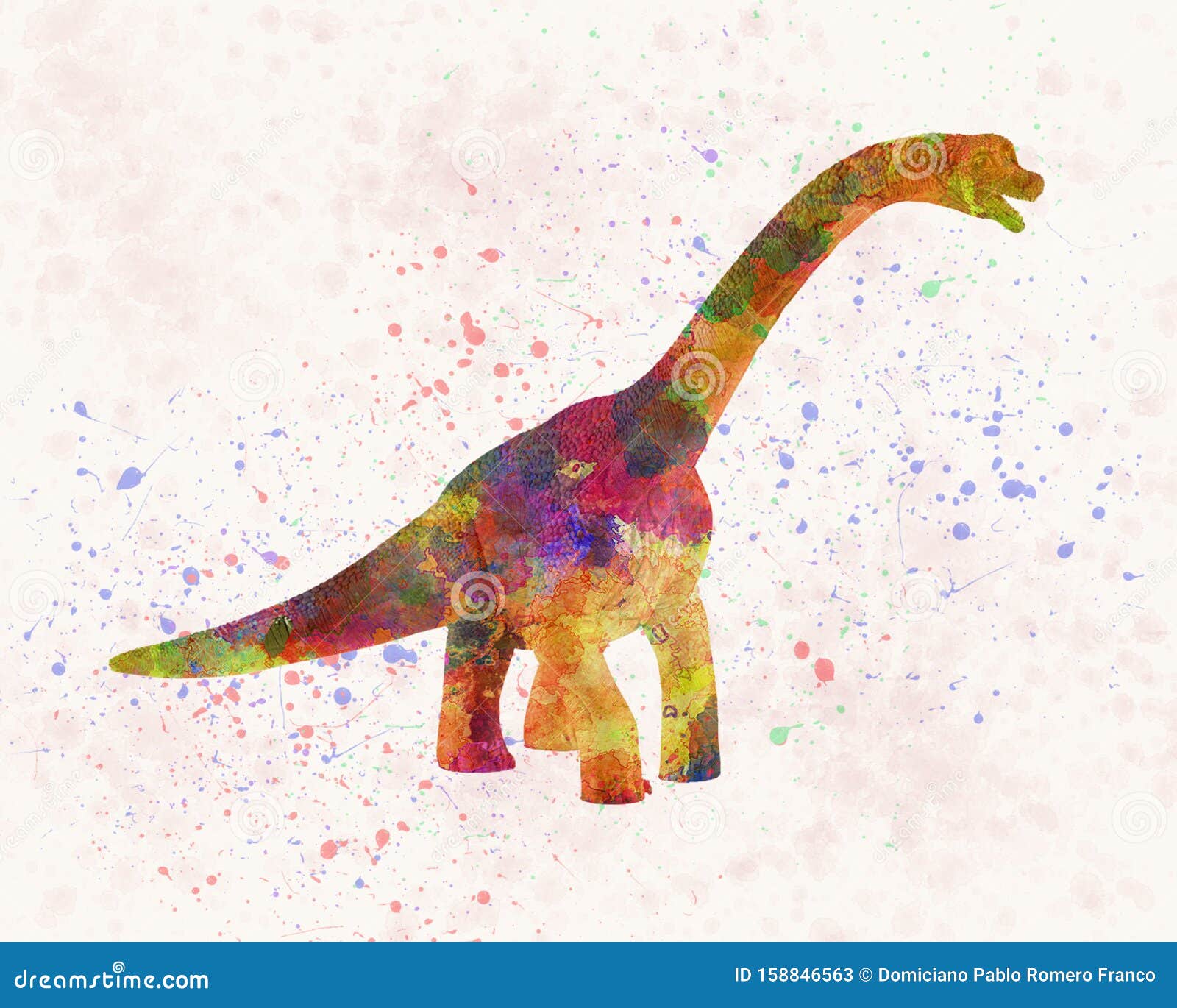 Download Brachiosaurus Dinosaur In Watercolor Stock Illustration ...