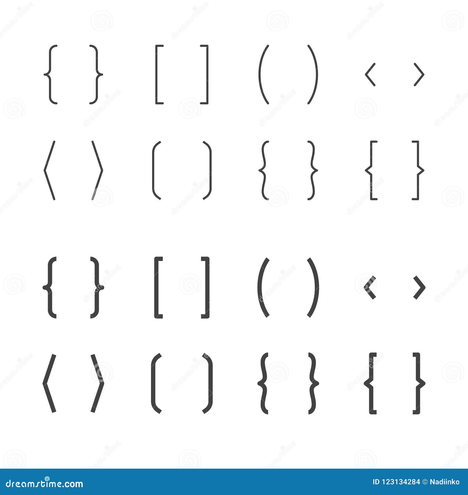 brackets flat line icons. brace  s. thin signs of typography s. pixel perfect 64x64. editable