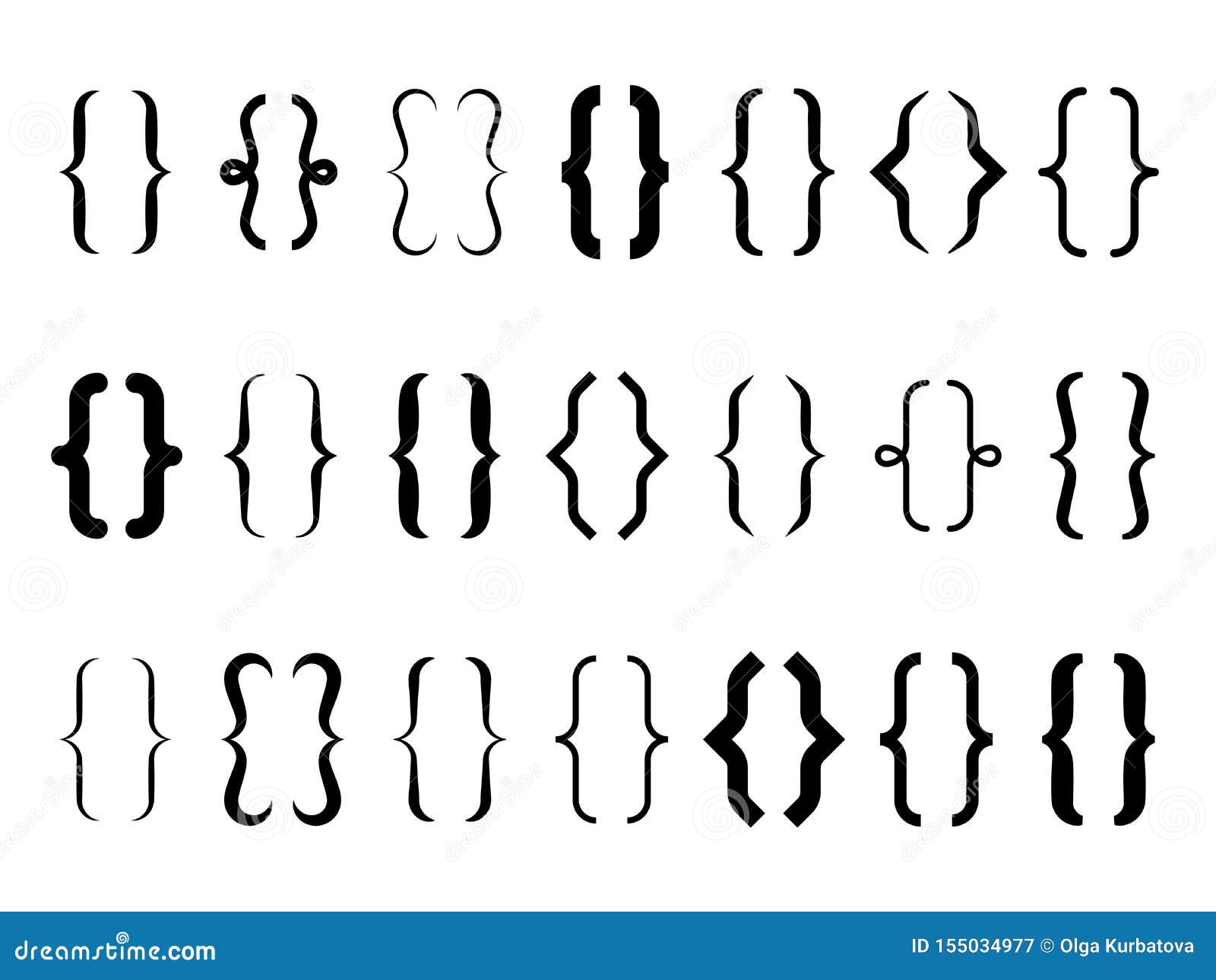 brackets. vintage curly brace typography s, calligraphic s of parenthesis, line text frames.  type