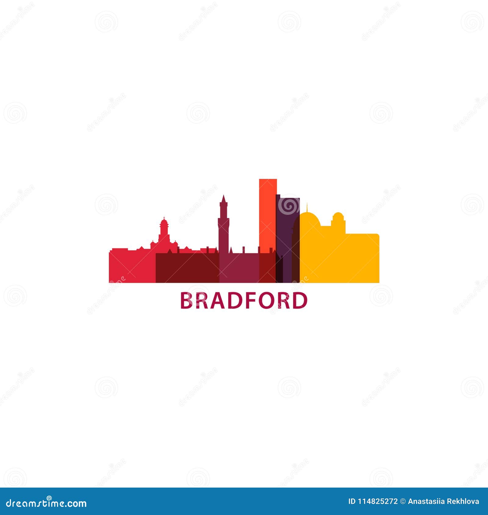 Bradford City Skyline Silhouette Vector Logo Illustration ...