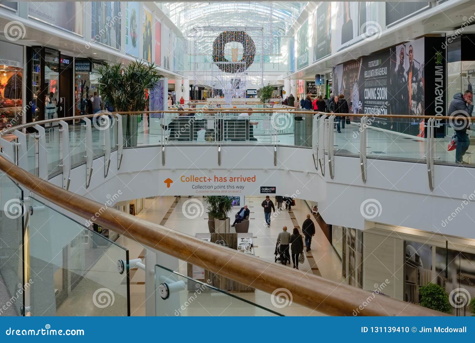 Two Levels of Intu Braehead Shopping Centre and Christmas Decorations ...