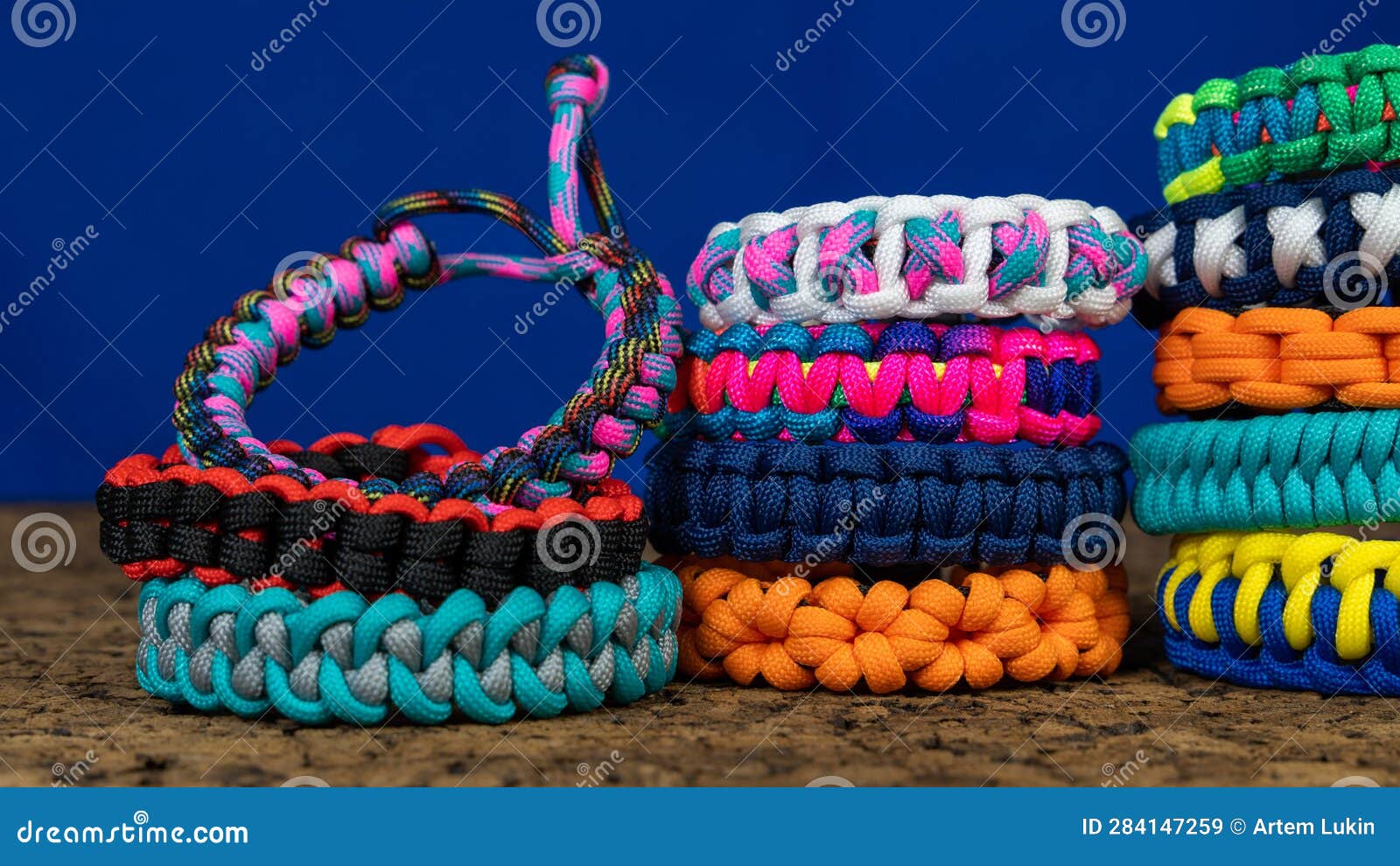 Braided paracord bracelets stock image. Image of closeup 284147259