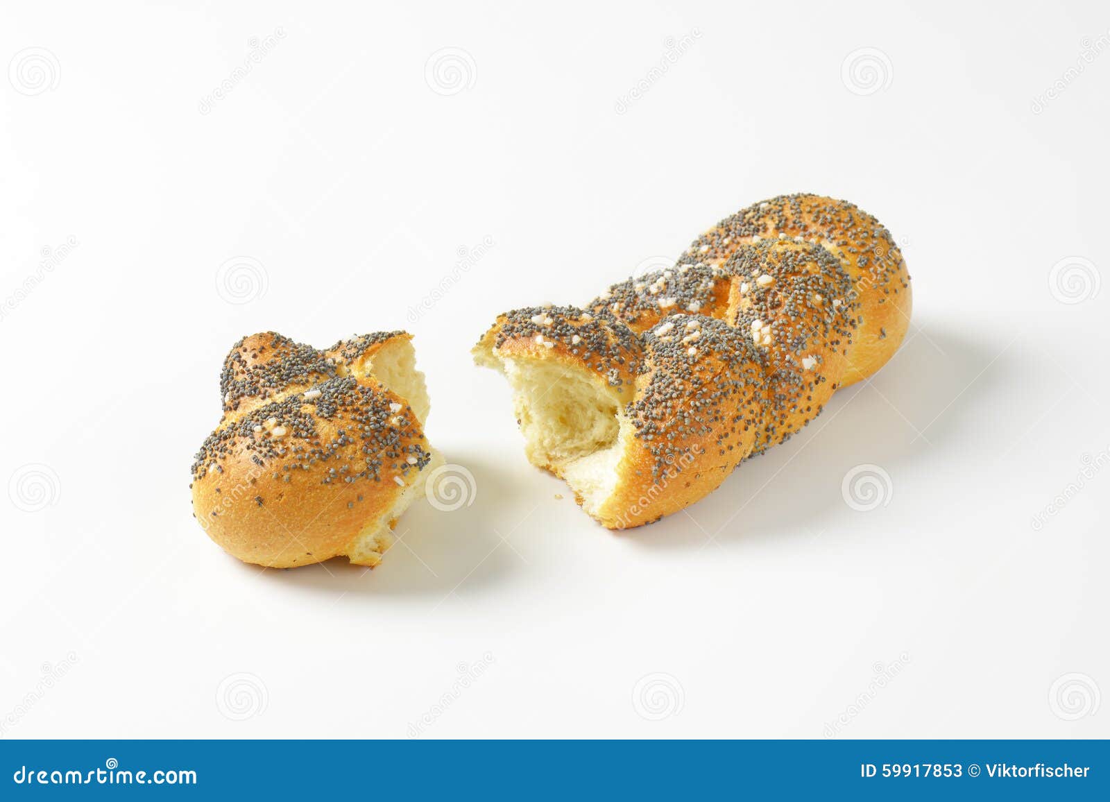 Braided Poppy Seed Bread Bun Stock Image Image of plaited, broken