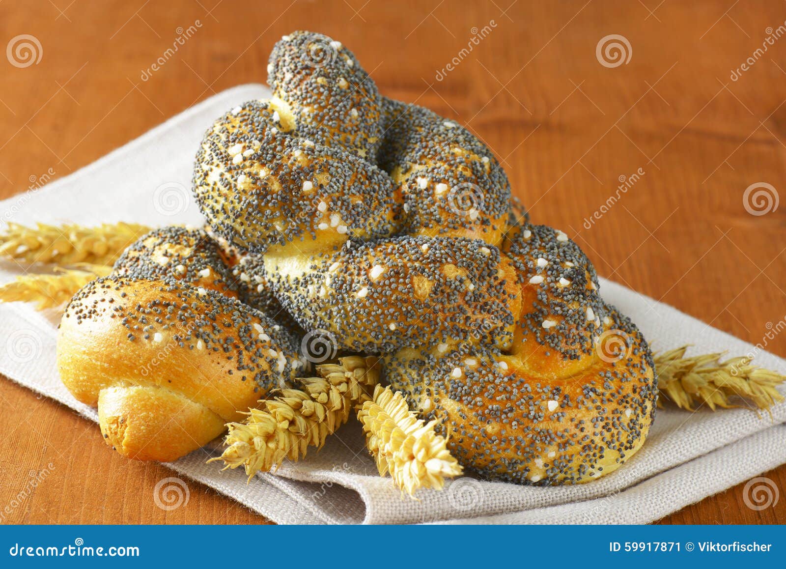Braided Poppy Seed Bread Rolls Stock Image Image of food, ears 59917871