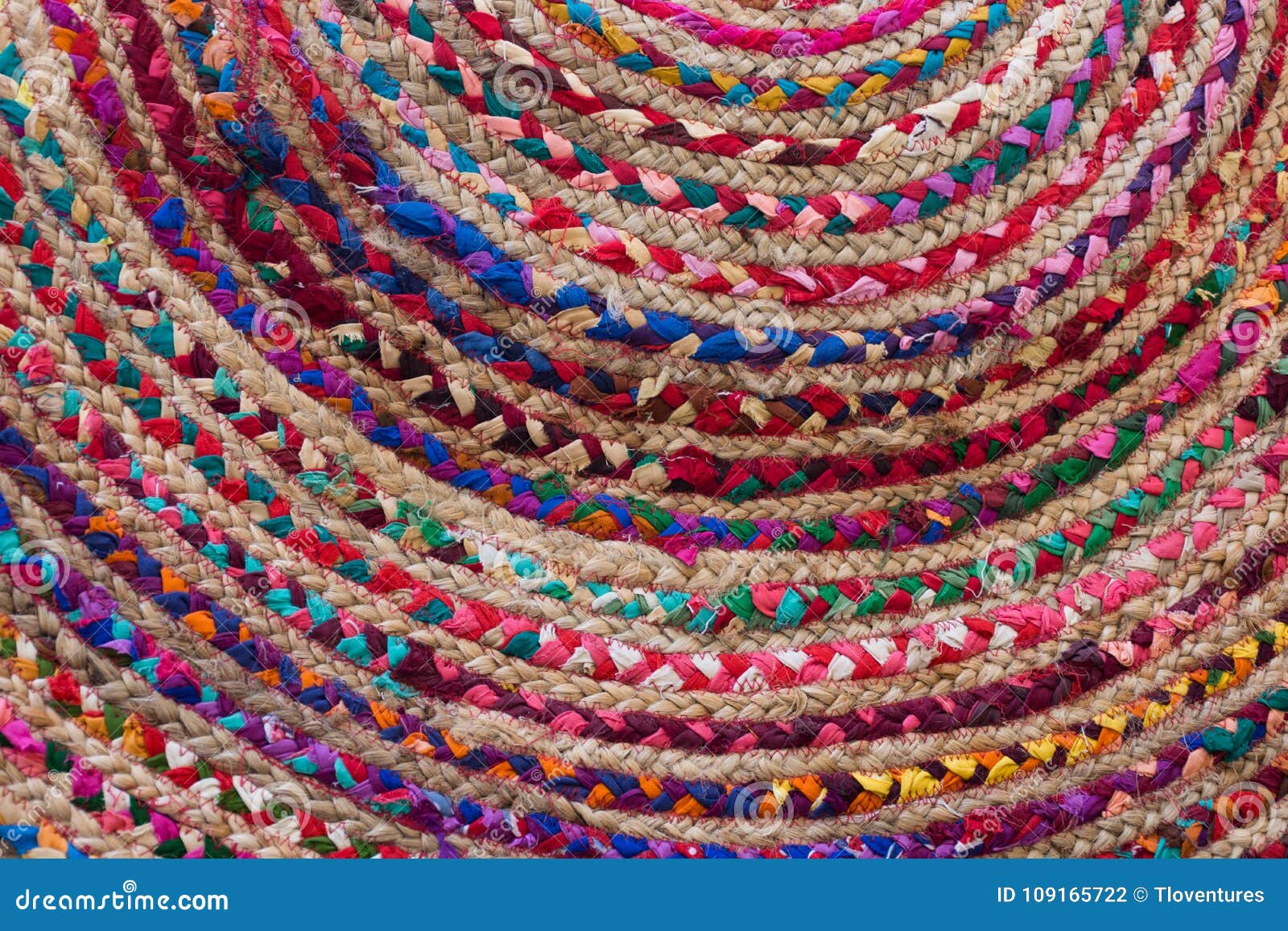 A Braided Rag Rug with Colorful Fabrics Stock Photo - Image of closeup,  fuchsia: 109165722