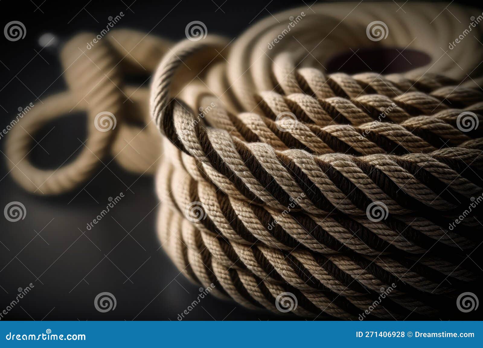 Braided Thick Rope Tied in a Skein. AI Generation Stock