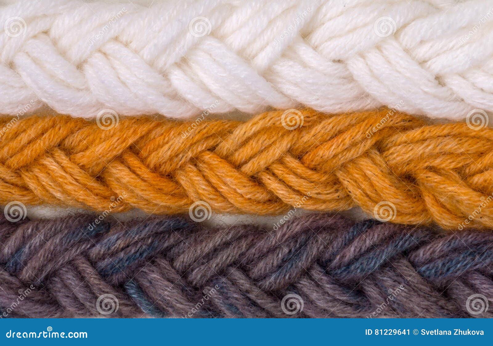 Braided Wool Yarn Samples Colored by Henna and Indigo Stock Image