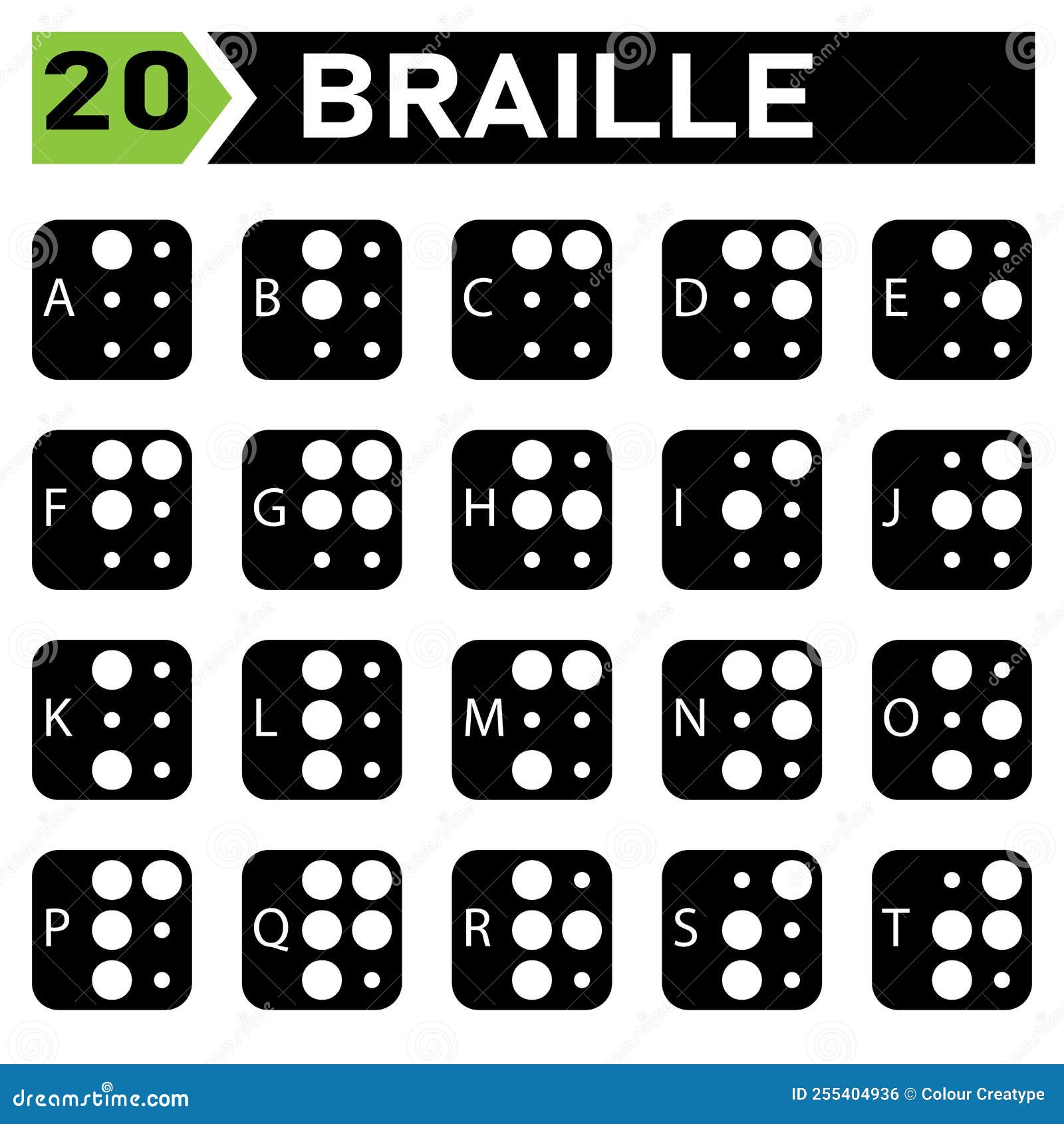 Braille Alphabet Icon Set Include a To Z Stock Vector Illustration of