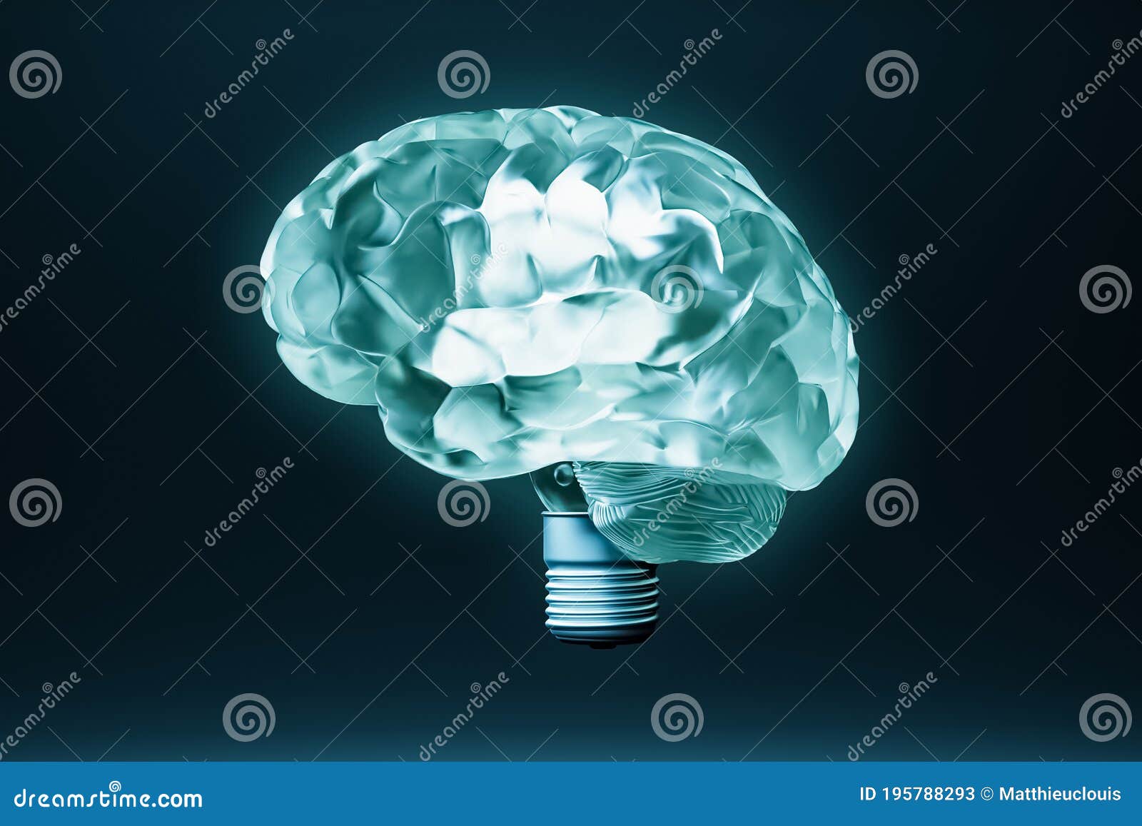 brain as light bulb conceptual 3d rendering . cognition, imagination, learning, neurology, ideas 