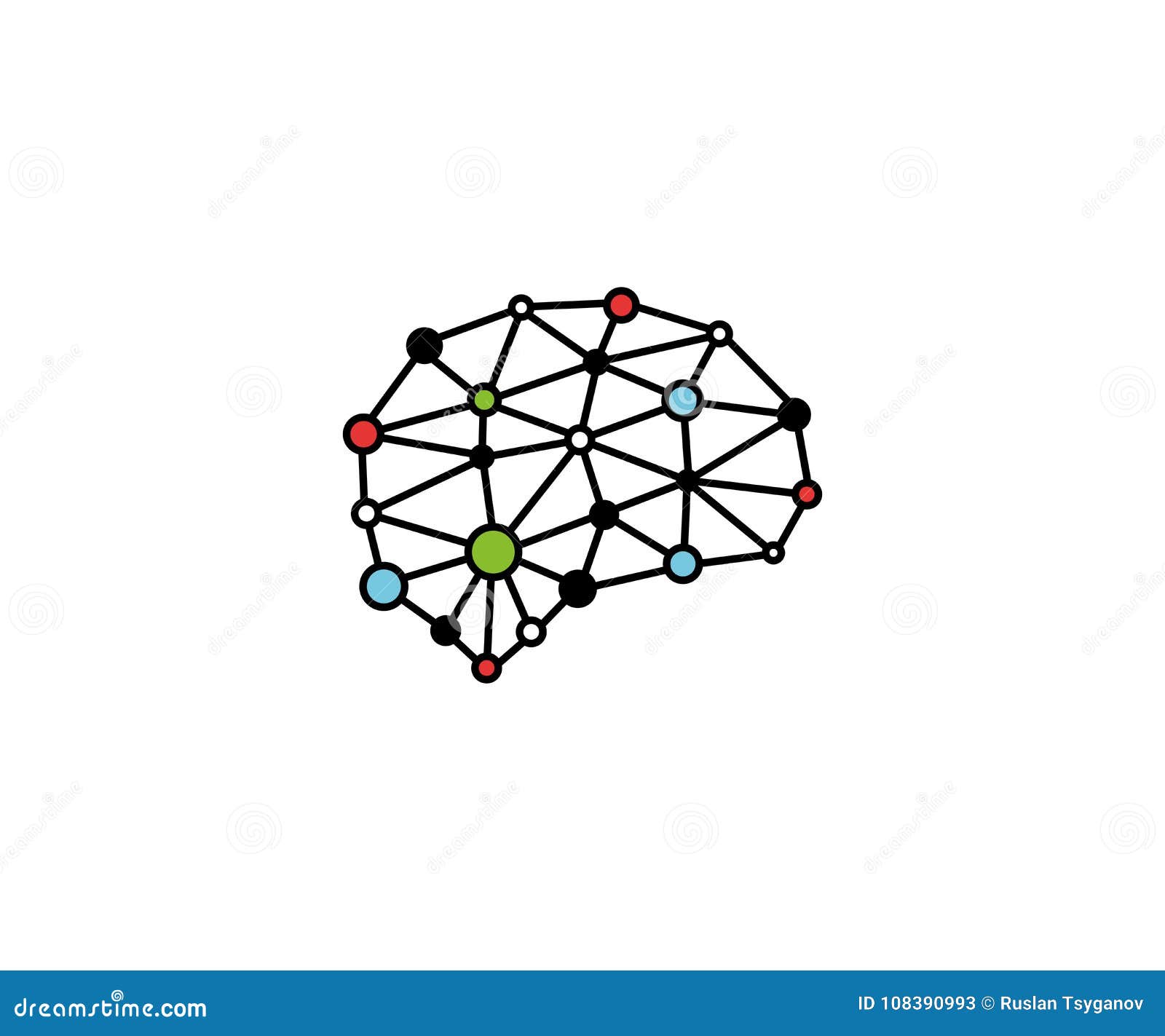 brain blockchain logo template colorful. neuronal digital communication  